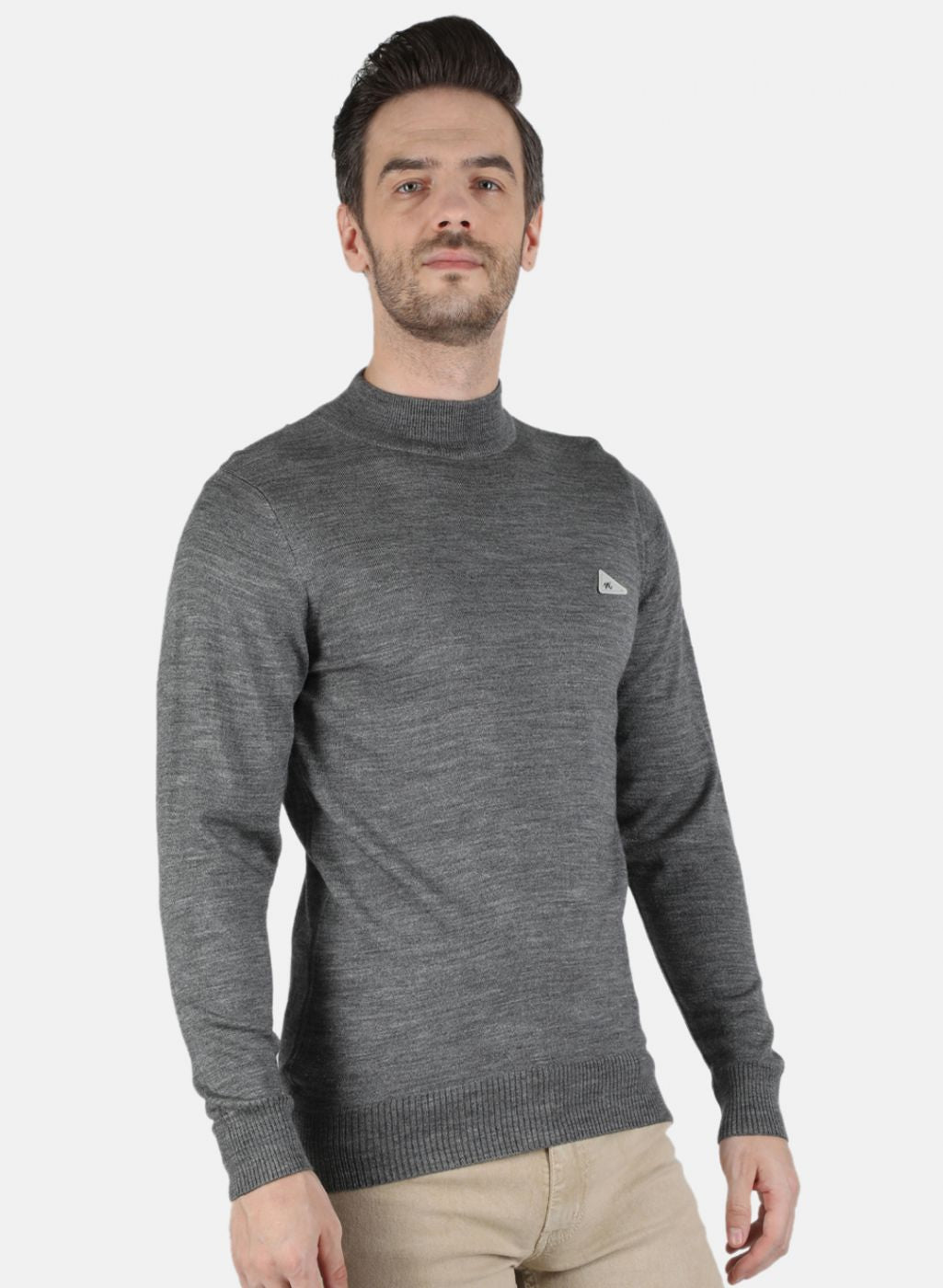 Men Grey Solid Pullover