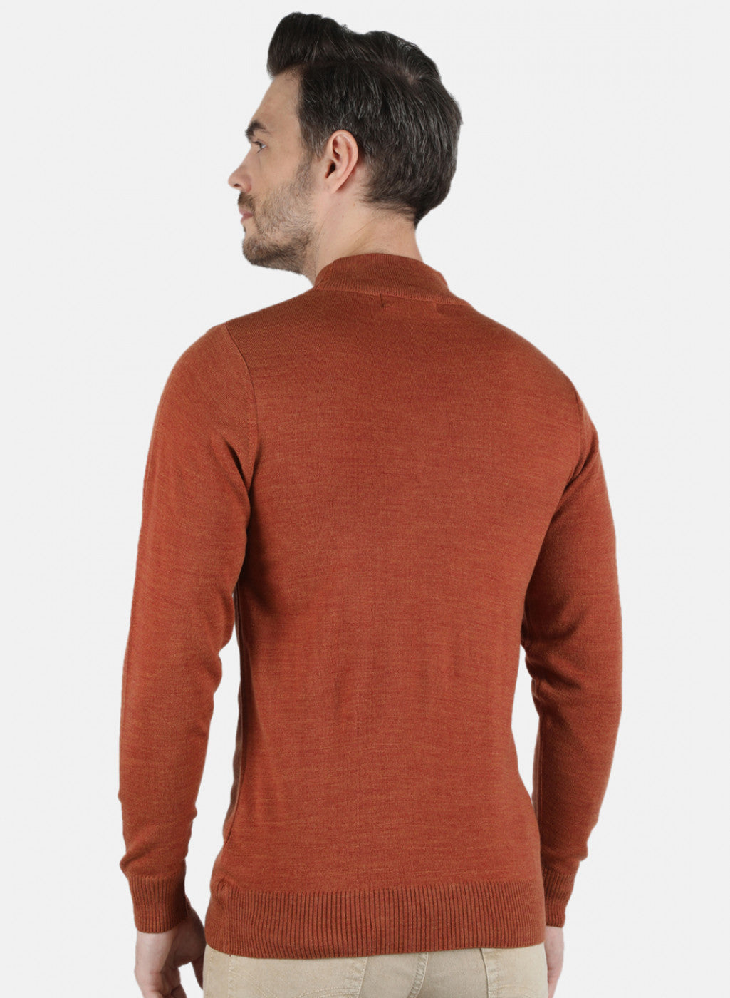 Men Orange Solid Pullover