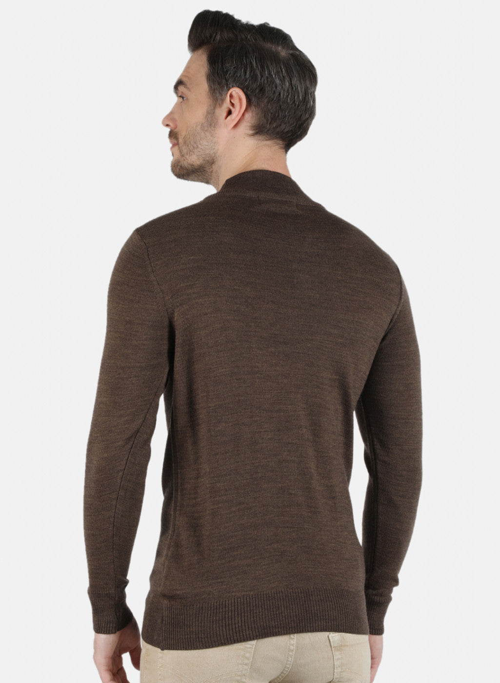 Men Brown Solid Pullover