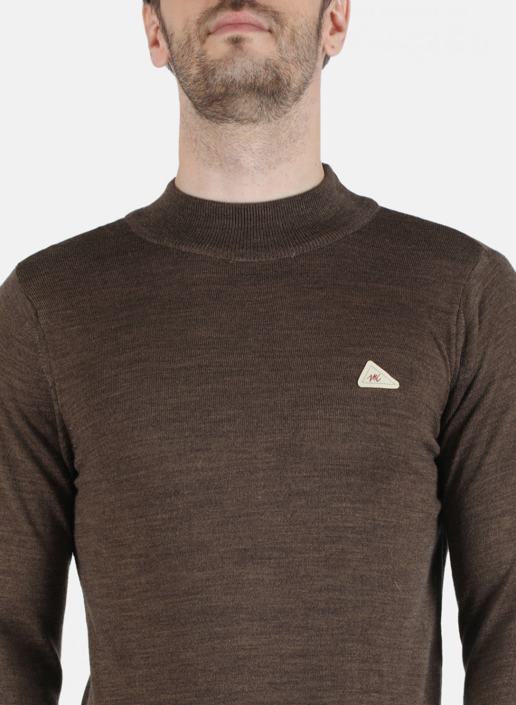 Men Brown Solid Pullover