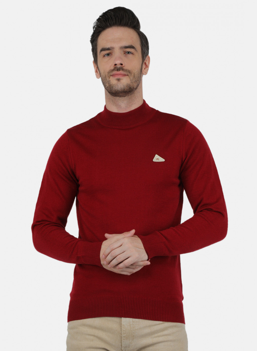 Men Maroon Solid Pullover