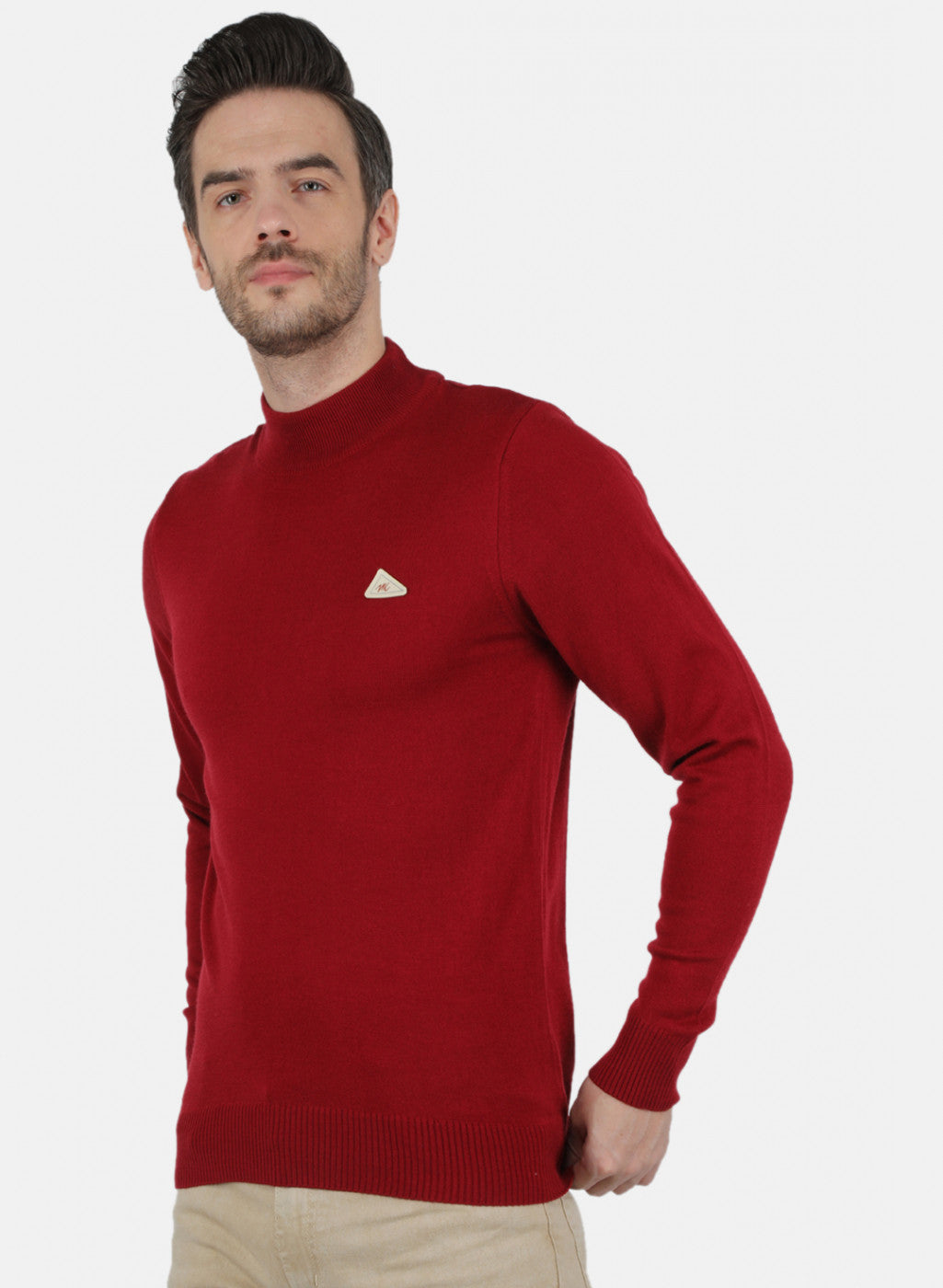 Men Maroon Solid Pullover