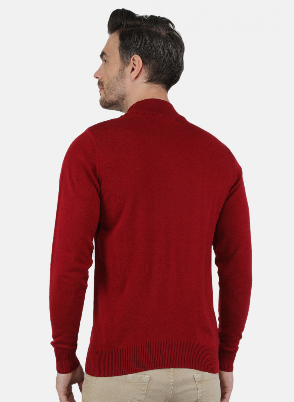 Men Maroon Solid Pullover