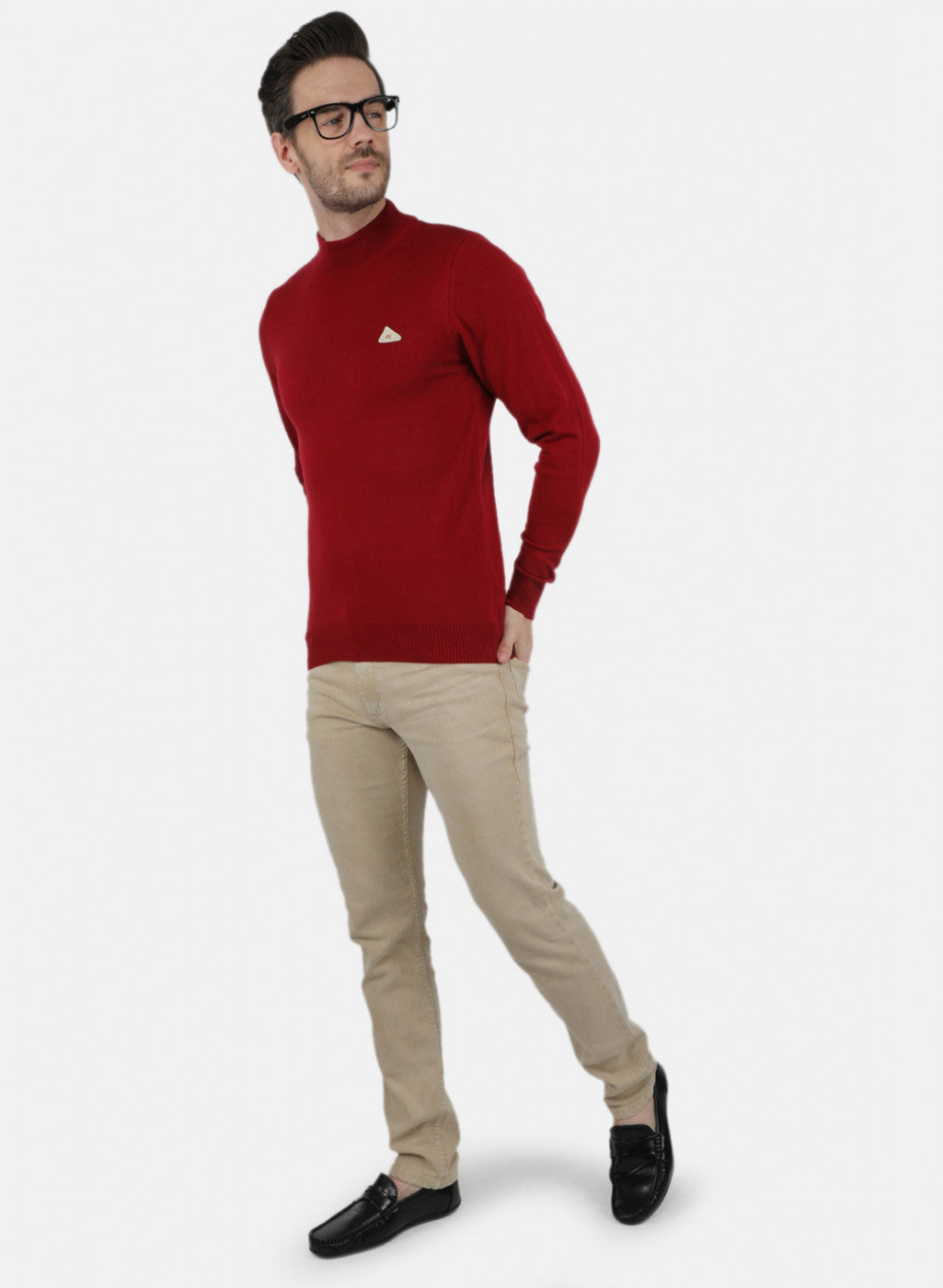 Men Maroon Solid Pullover