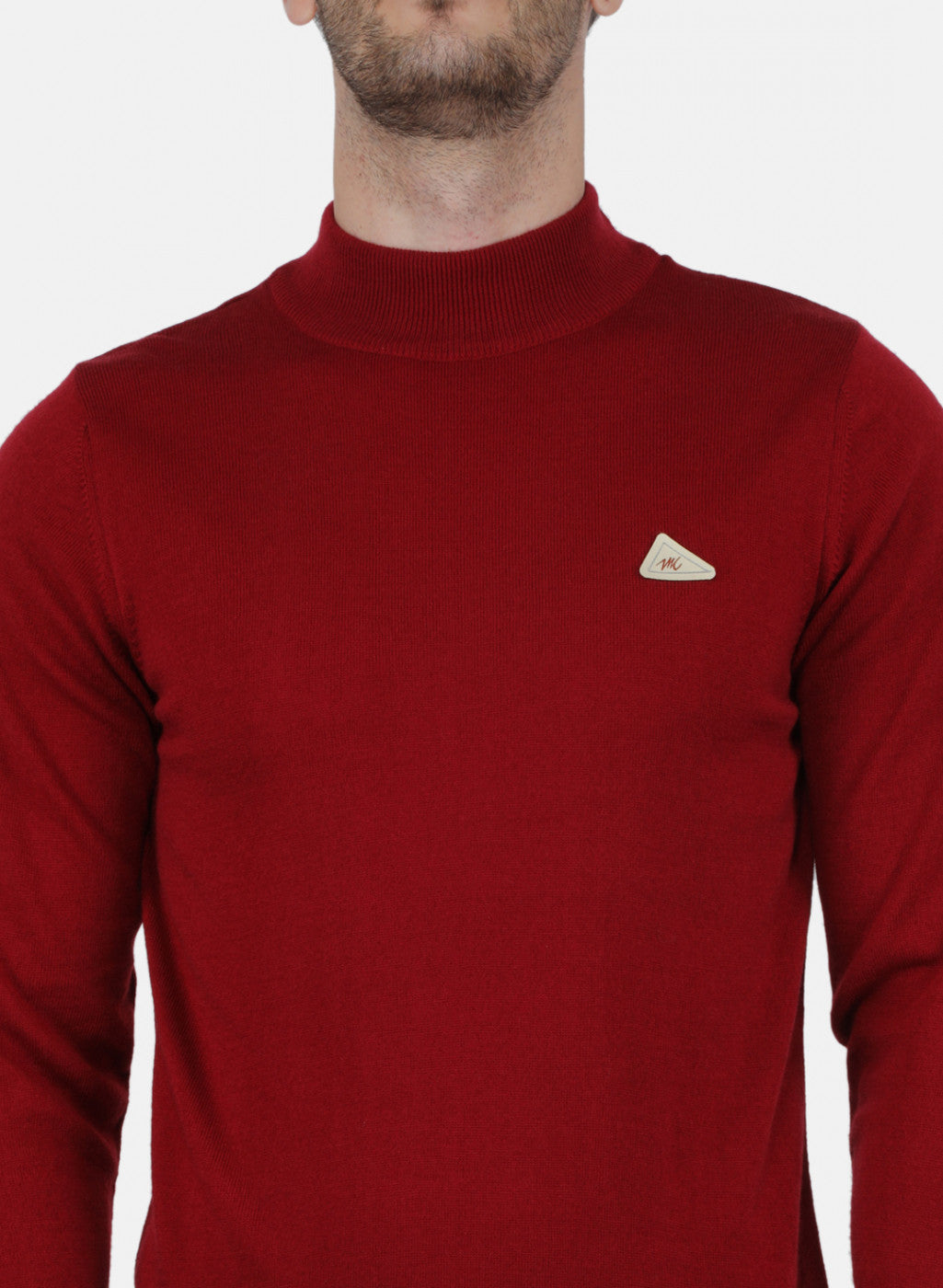 Men Maroon Solid Pullover