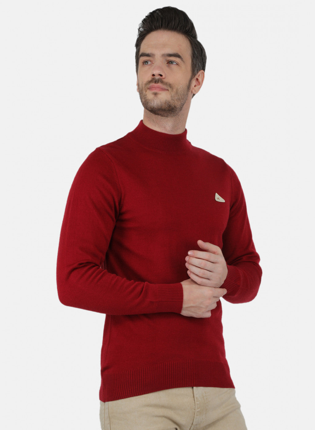 Men Maroon Solid Pullover