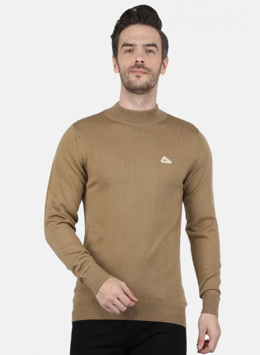 Men Brown Solid Pullover