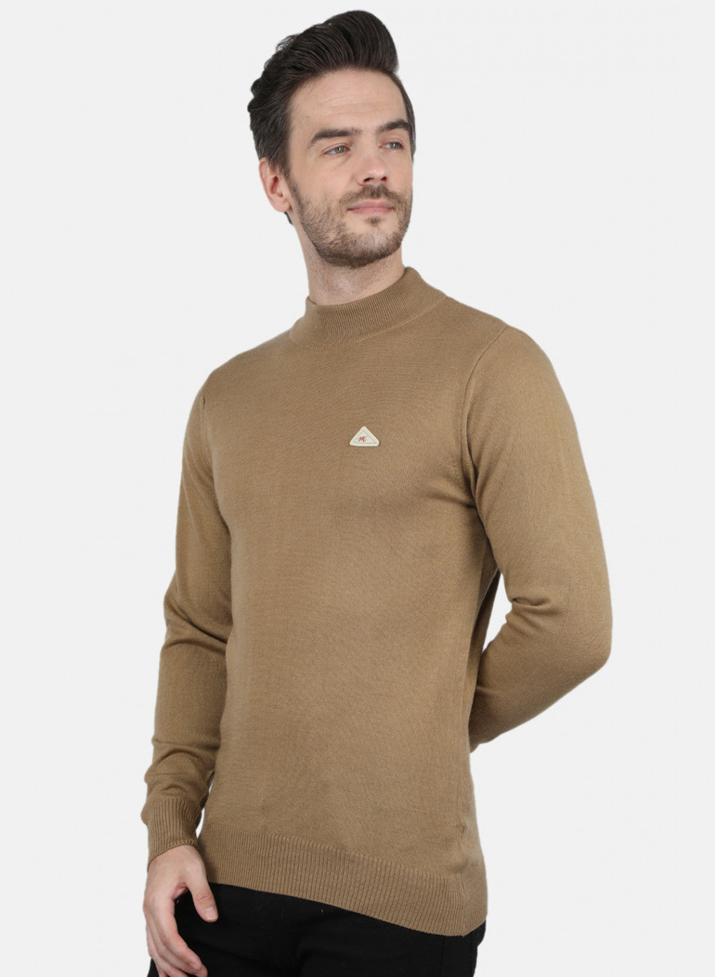 Men Brown Solid Pullover