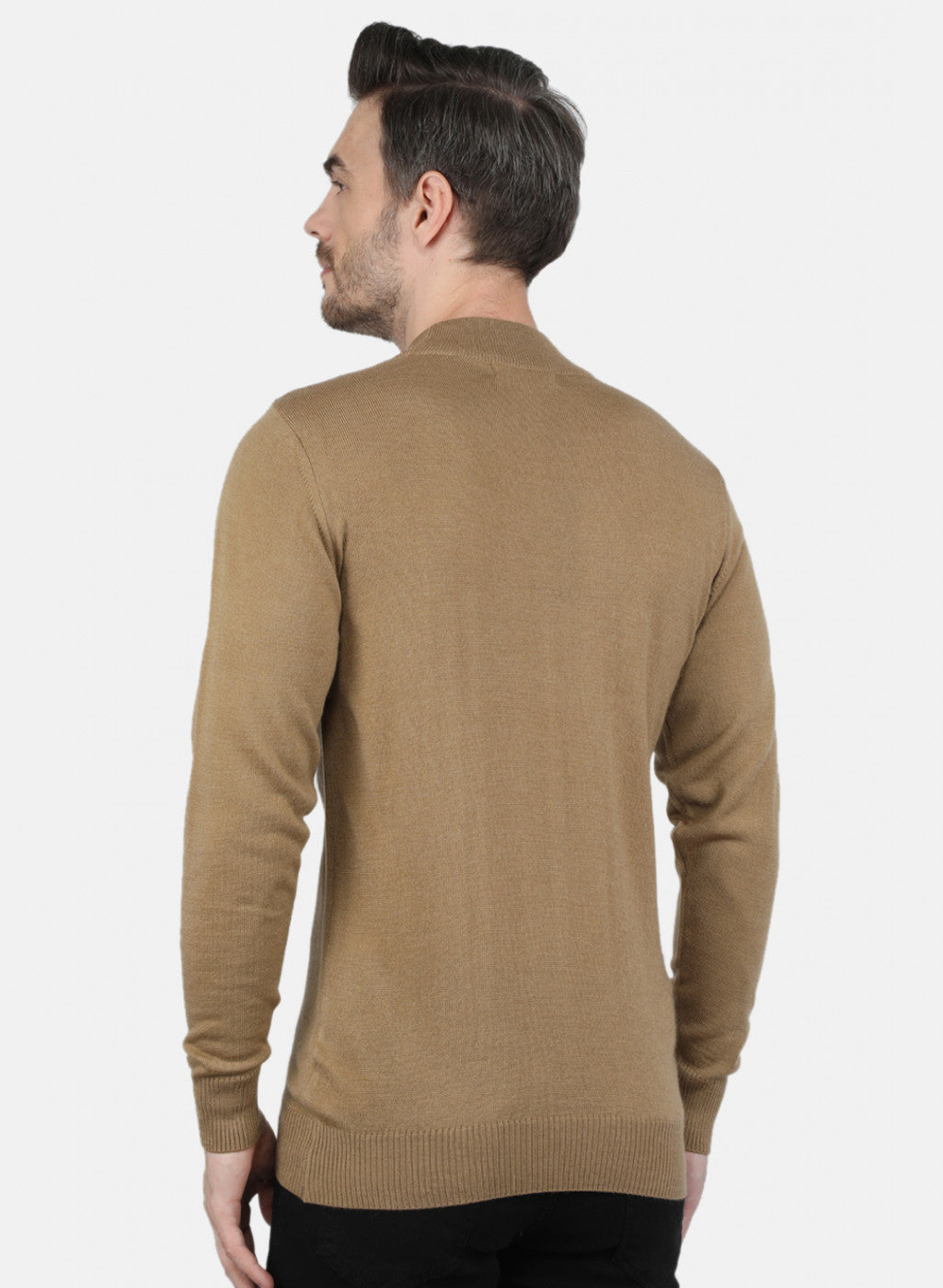 Men Brown Solid Pullover