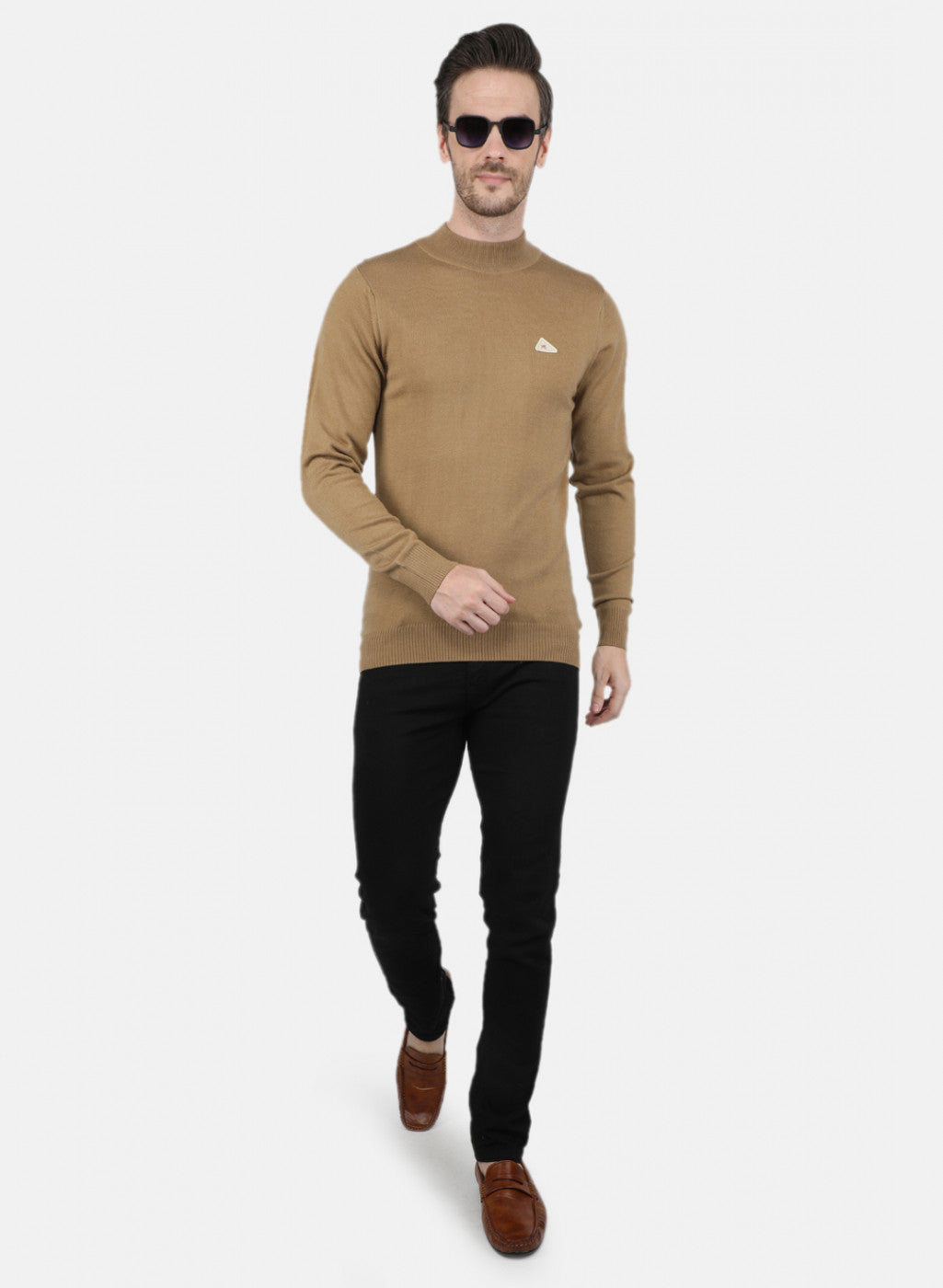 Men Brown Solid Pullover