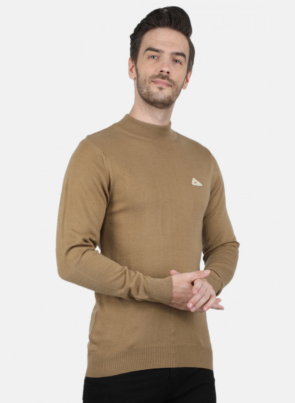 Men Brown Solid Pullover