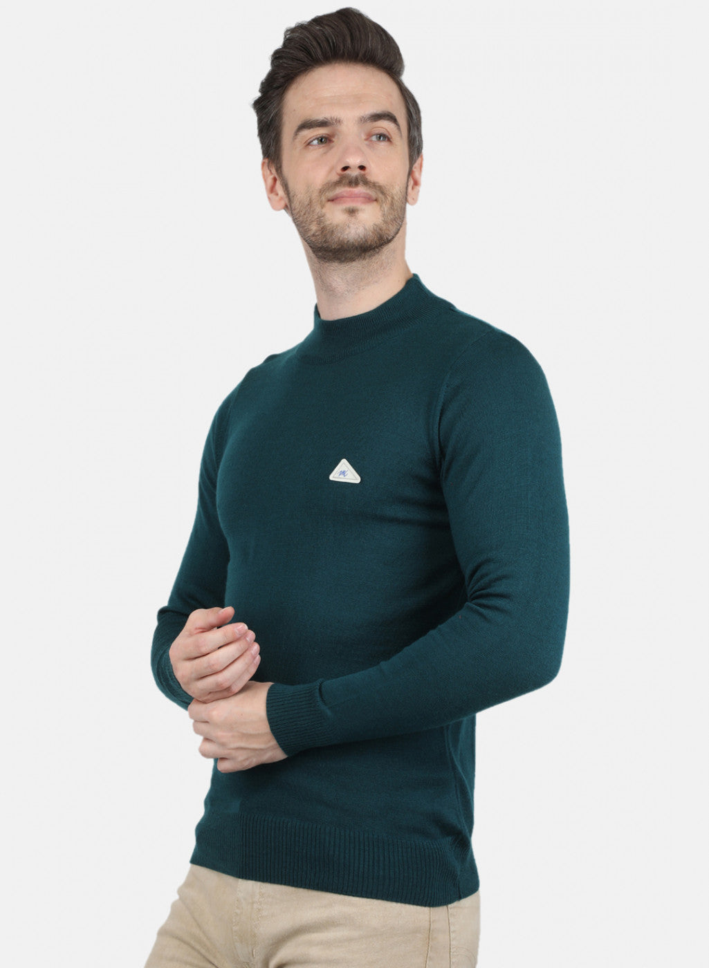 Men Green Solid Pullover