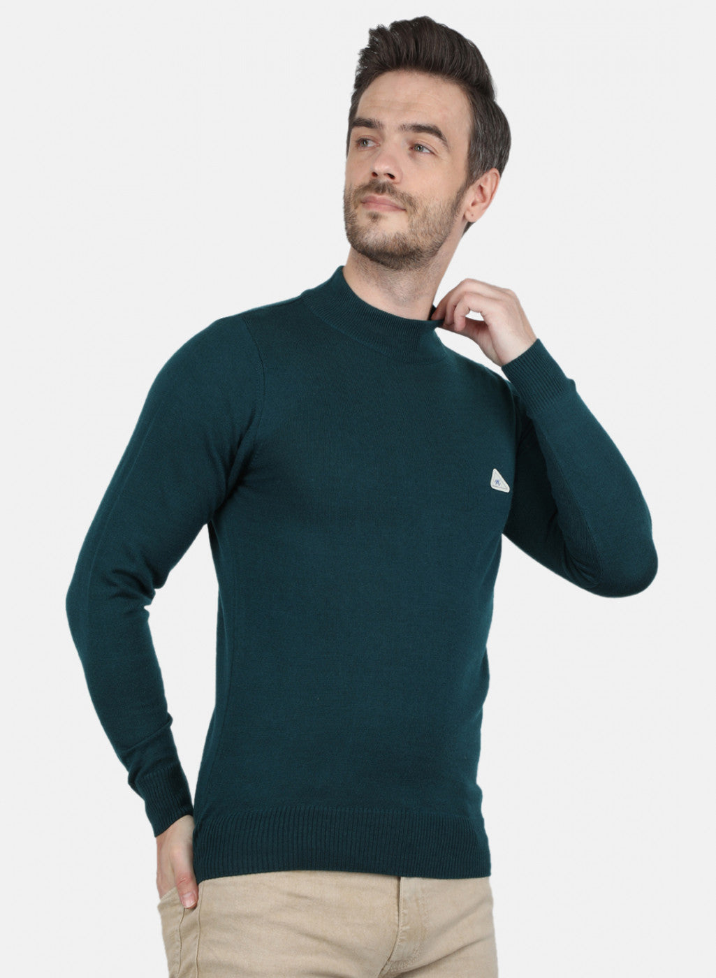 Men Green Solid Pullover