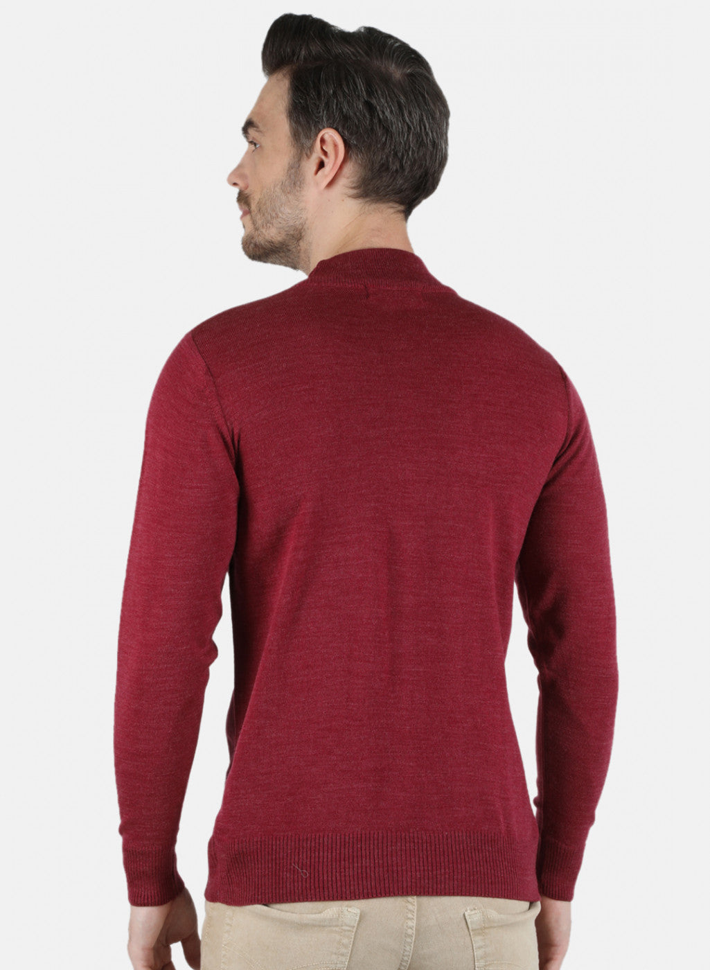 Men Red Solid Pullover