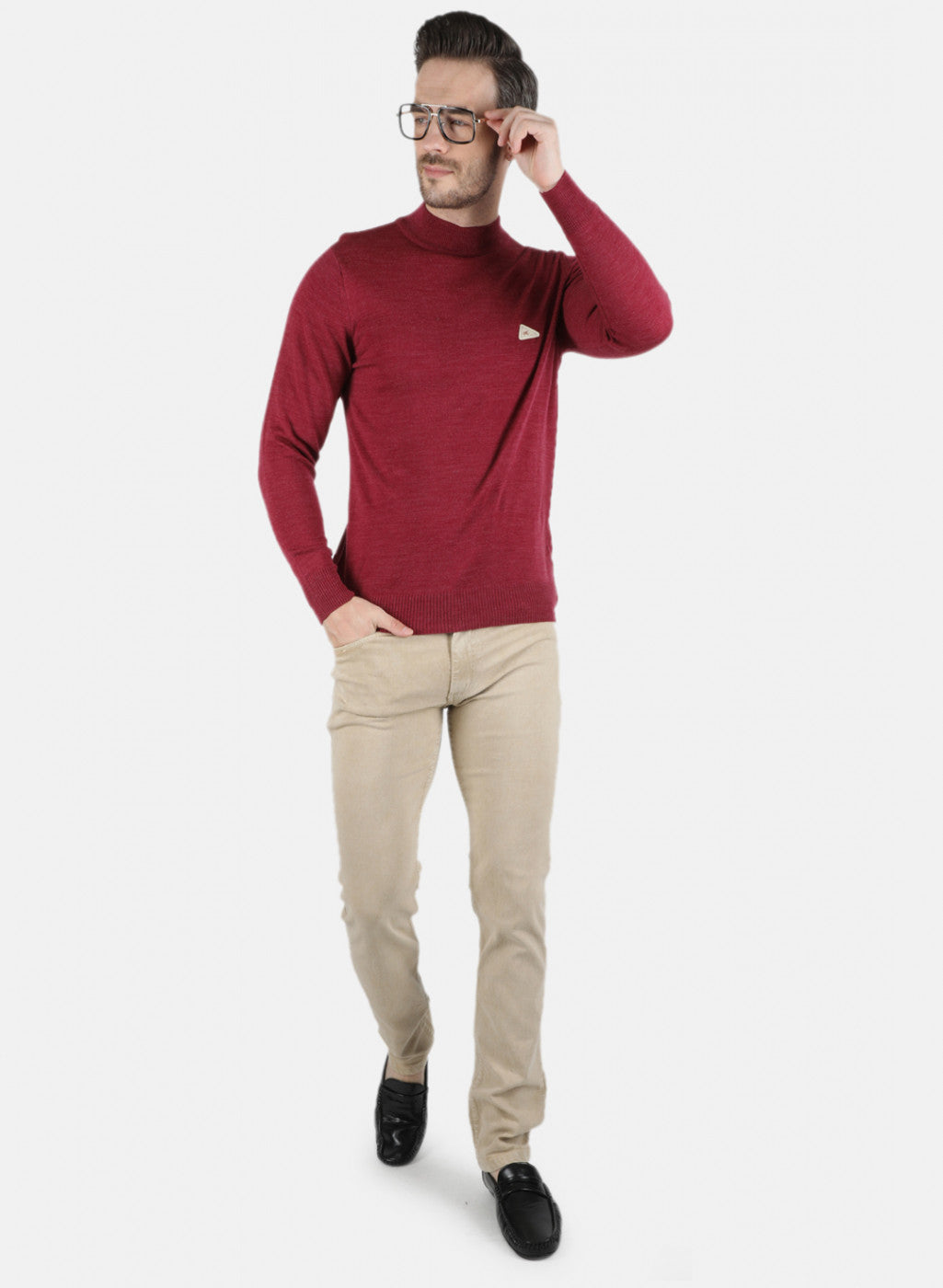 Men Red Solid Pullover