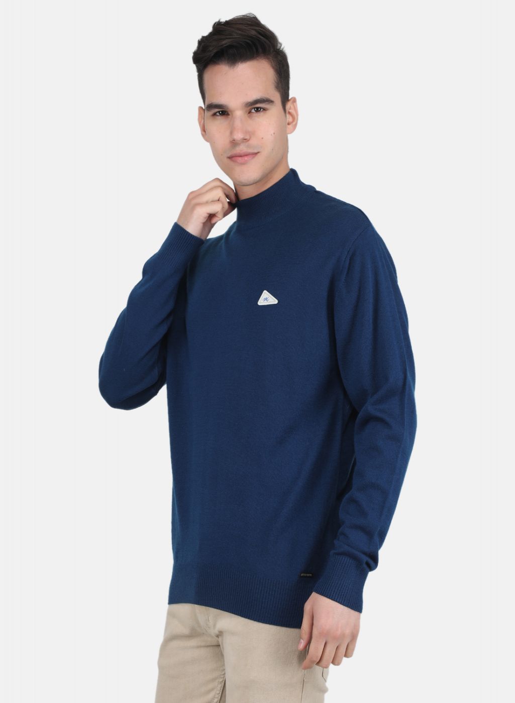 Men Blue Solid Pullover