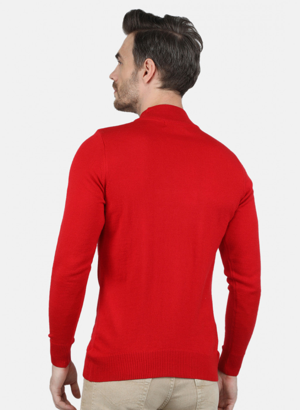 Men Red Solid Pullover