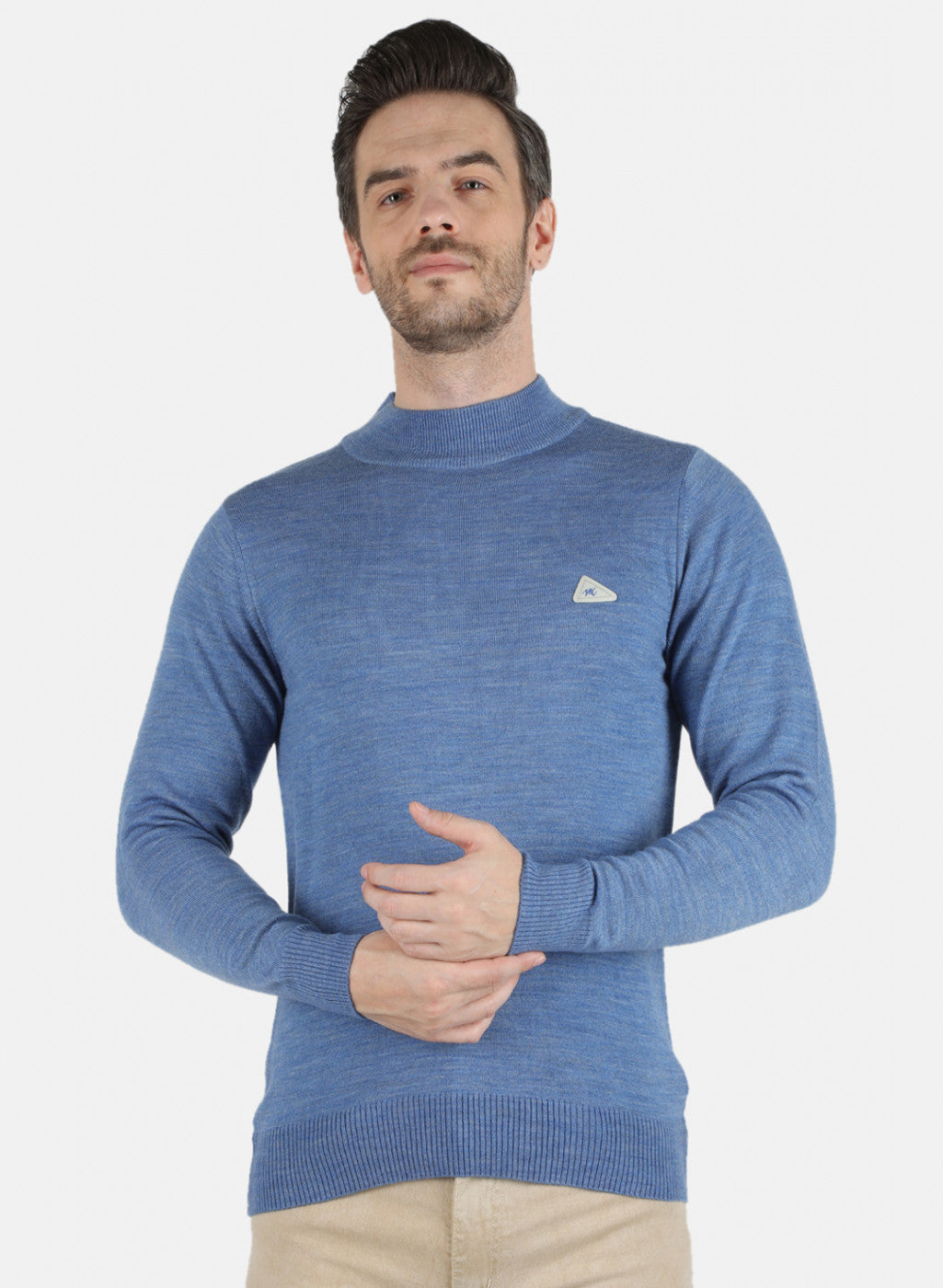 Men Blue Solid Pullover