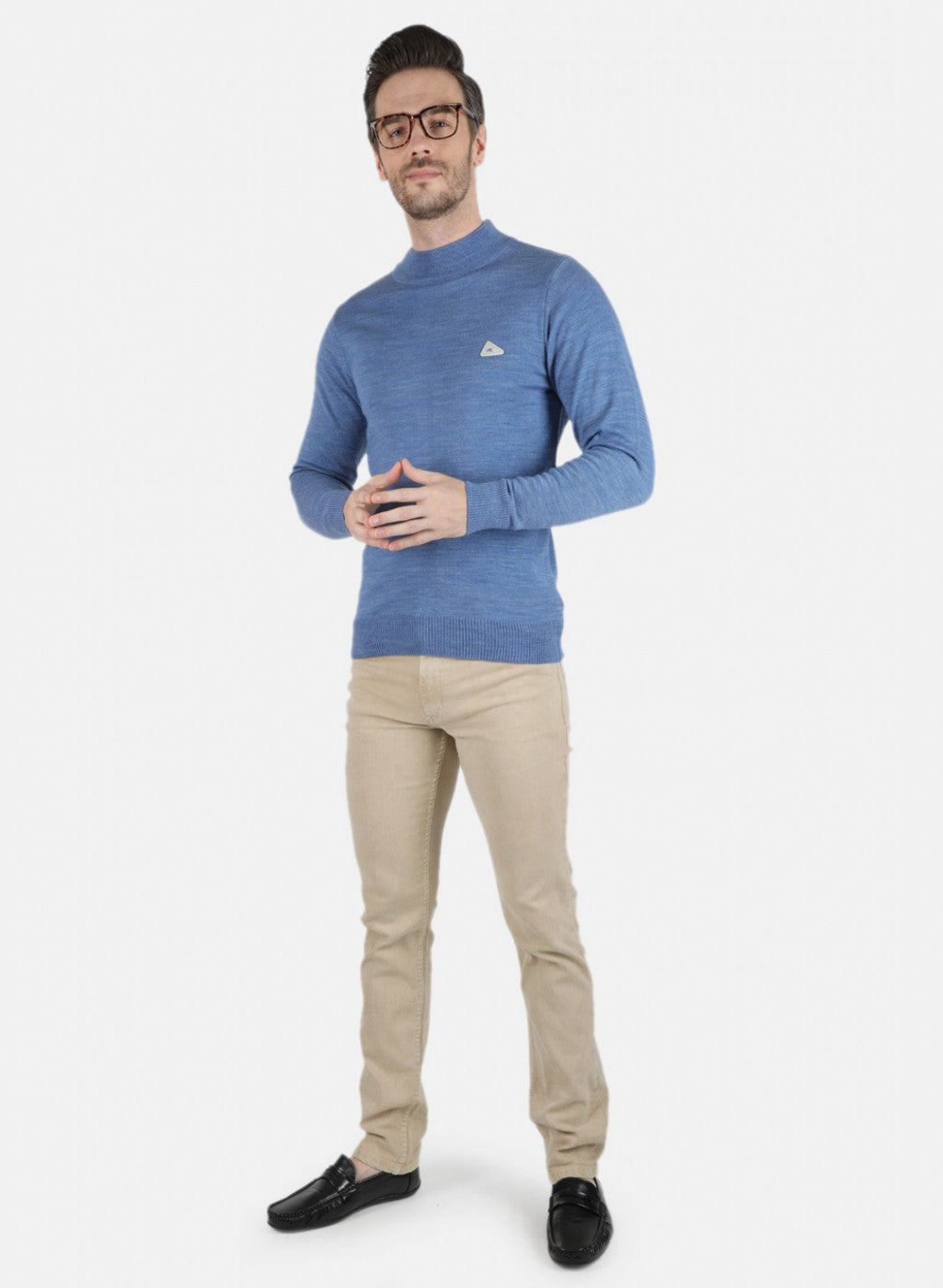 Men Blue Solid Pullover