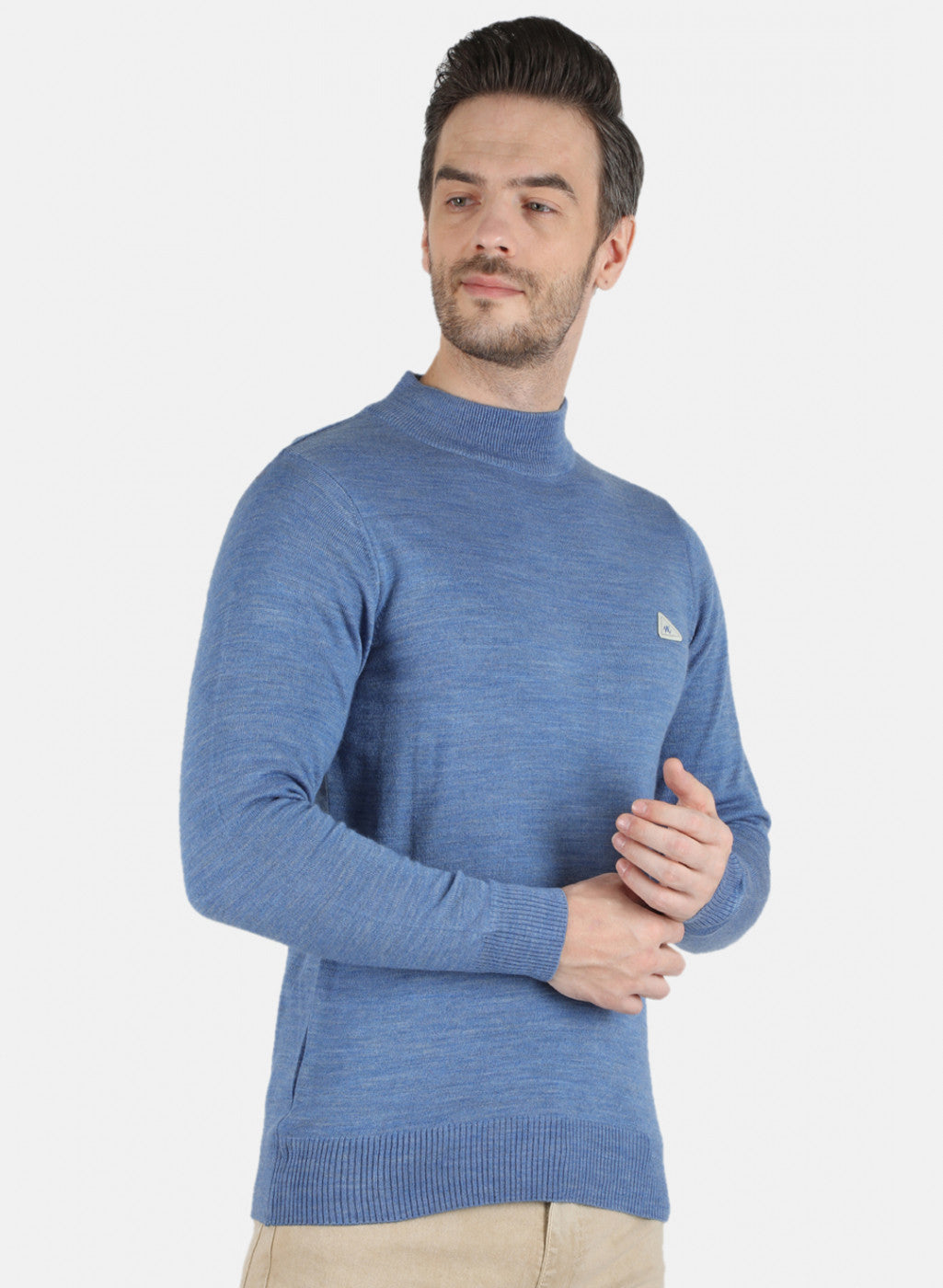 Men Blue Solid Pullover