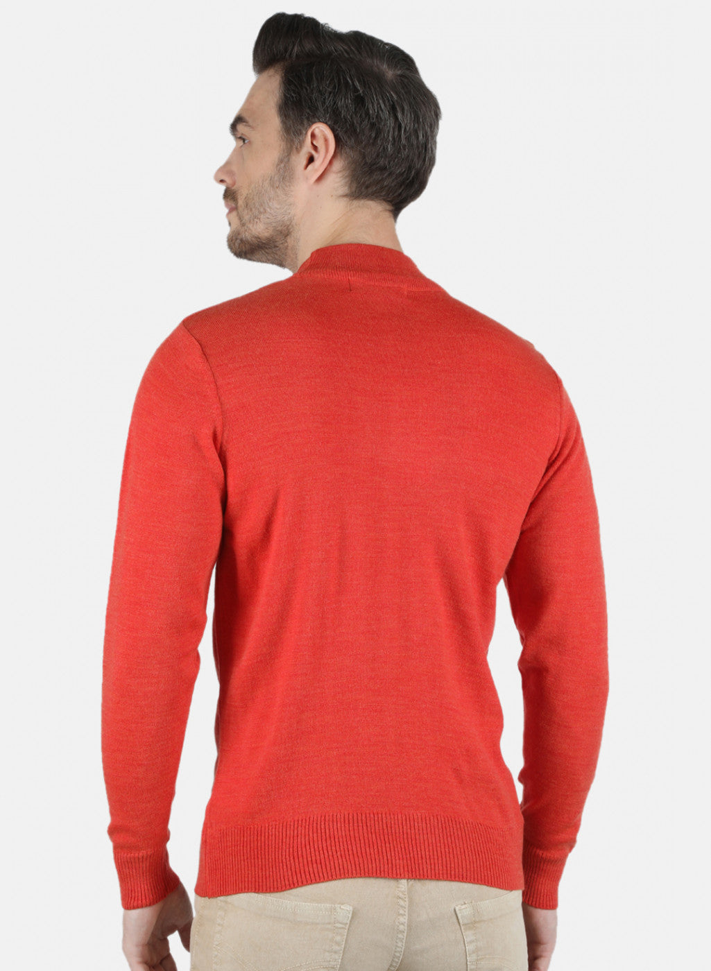 Men Orange Solid Pullover