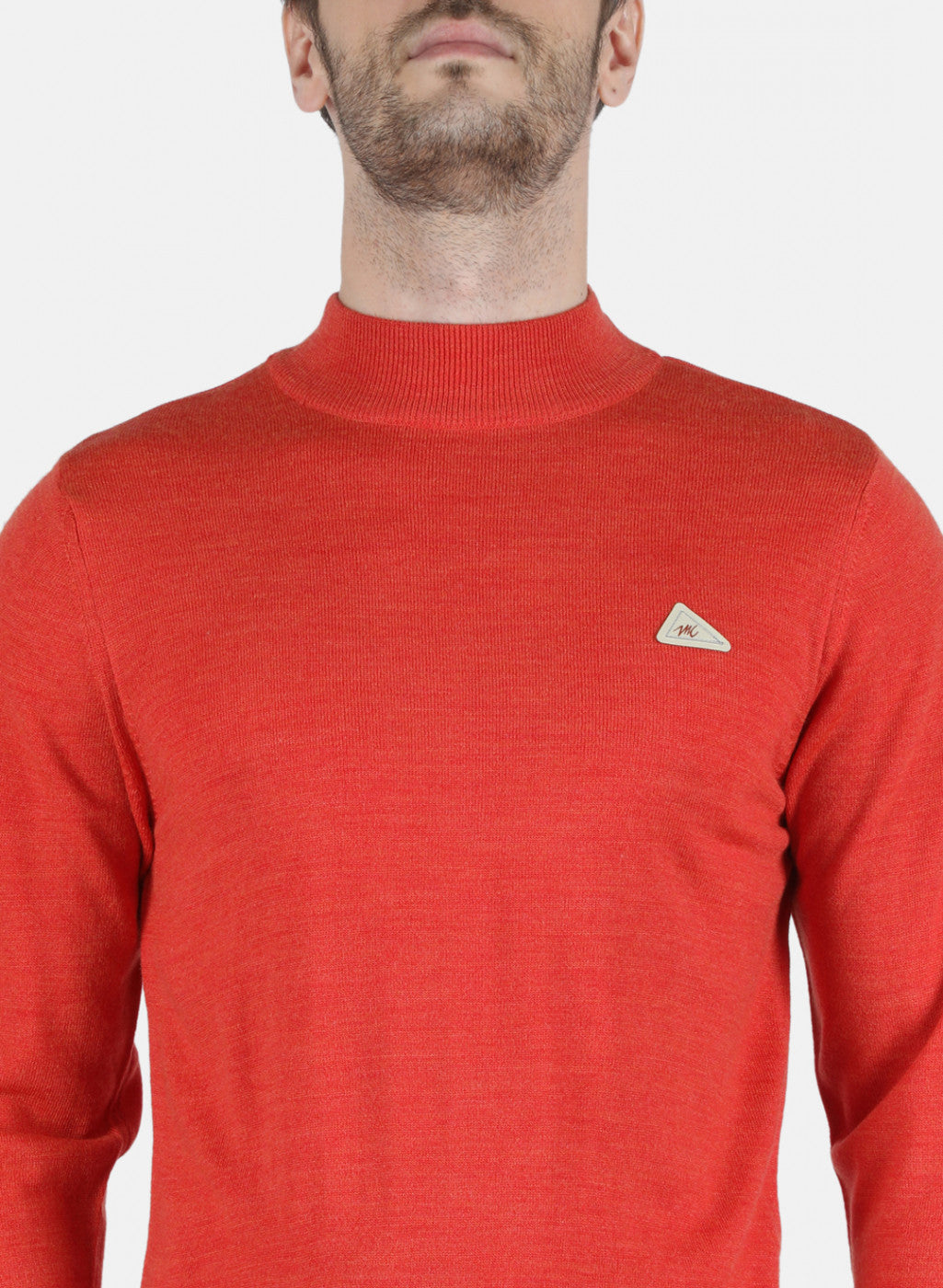 Men Orange Solid Pullover