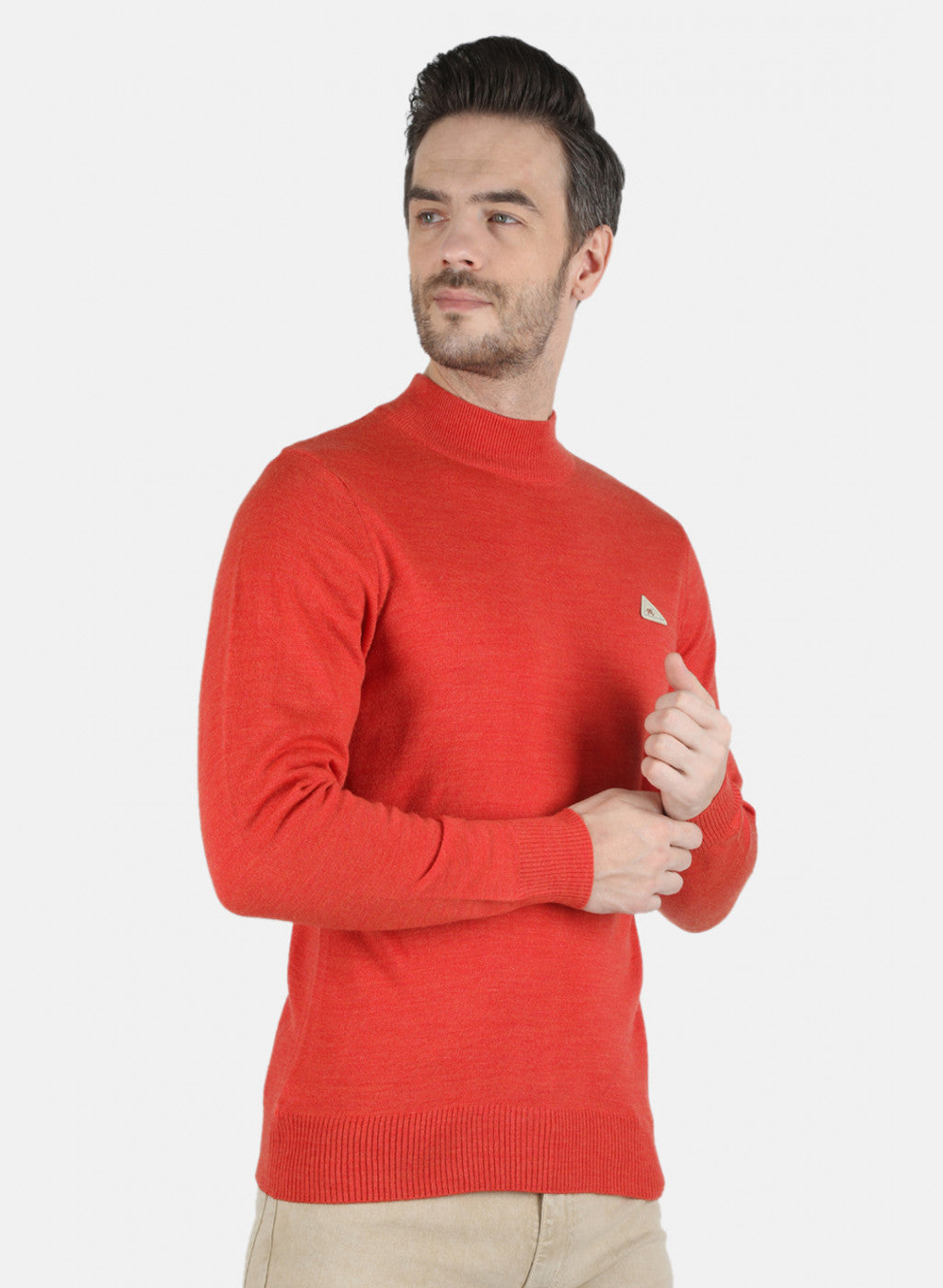 Men Orange Solid Pullover