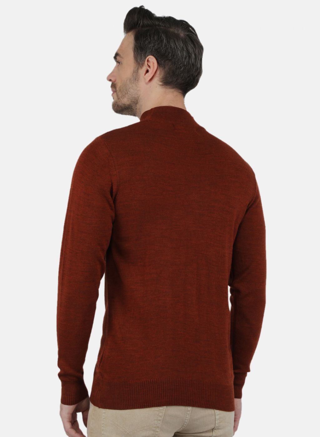 Men Brown Solid Pullover