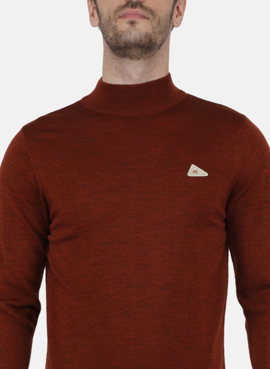 Men Brown Solid Pullover