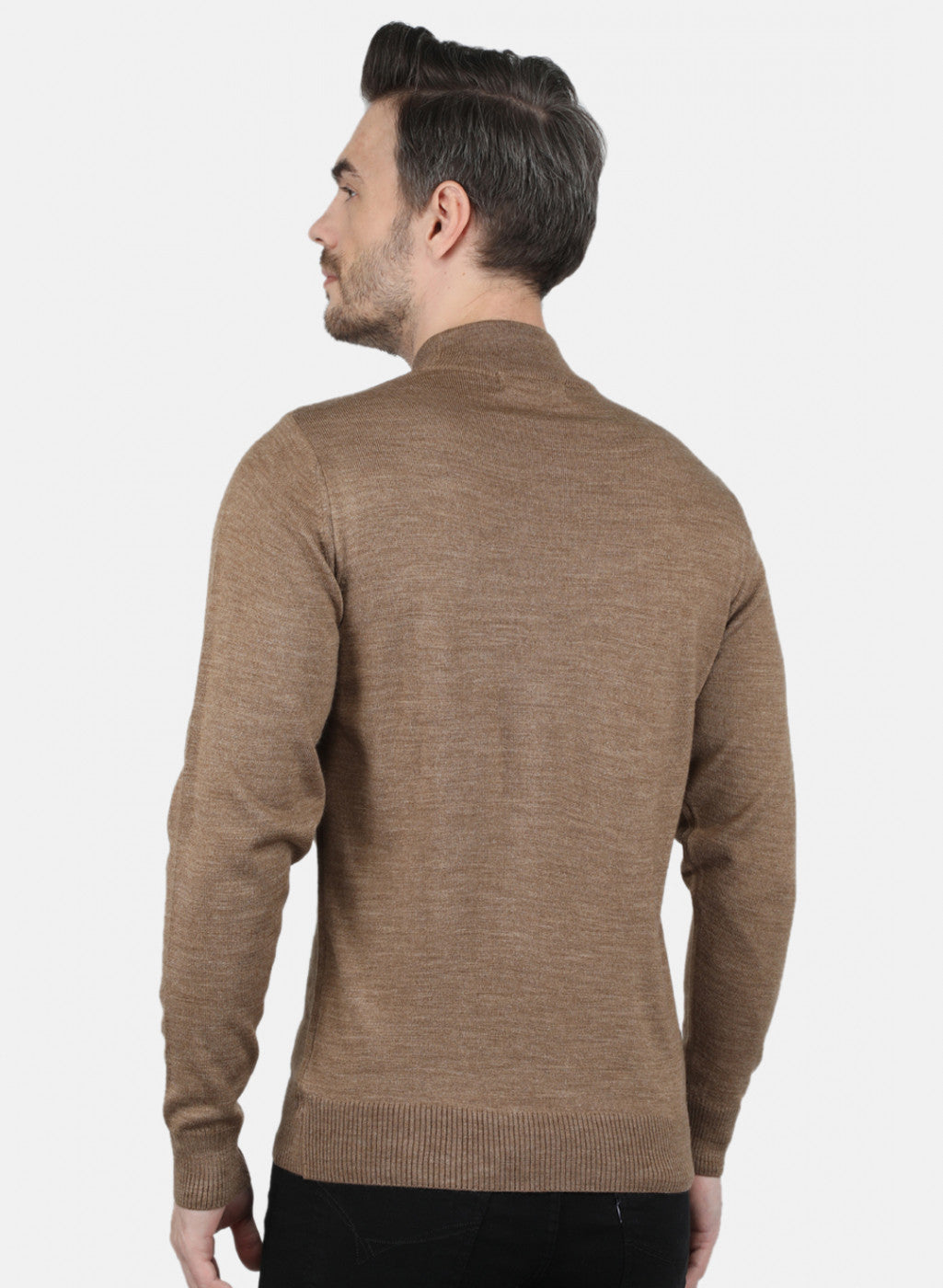 Men Khaki Solid Pullover