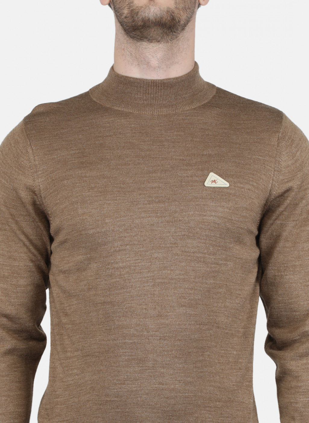 Men Khaki Solid Pullover