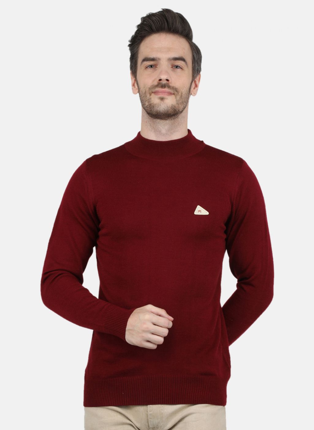 Men Maroon Solid Pullover