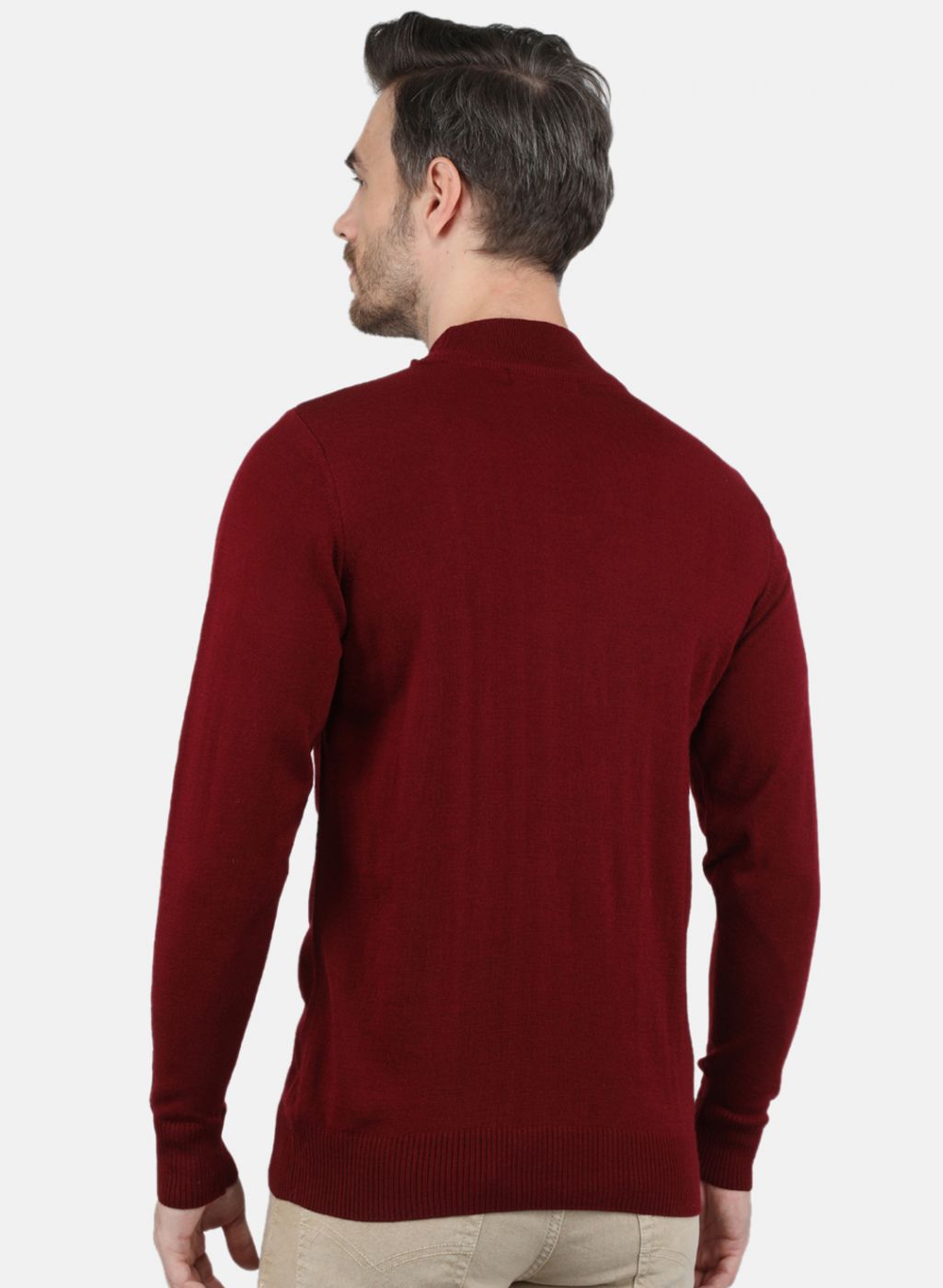 Men Maroon Solid Pullover