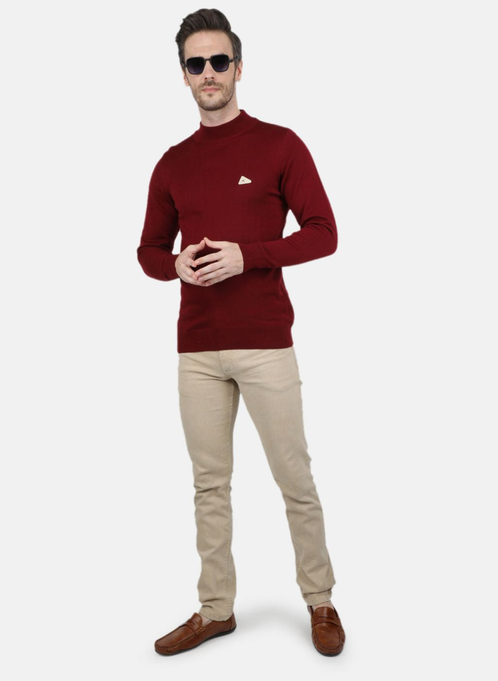 Men Maroon Solid Pullover