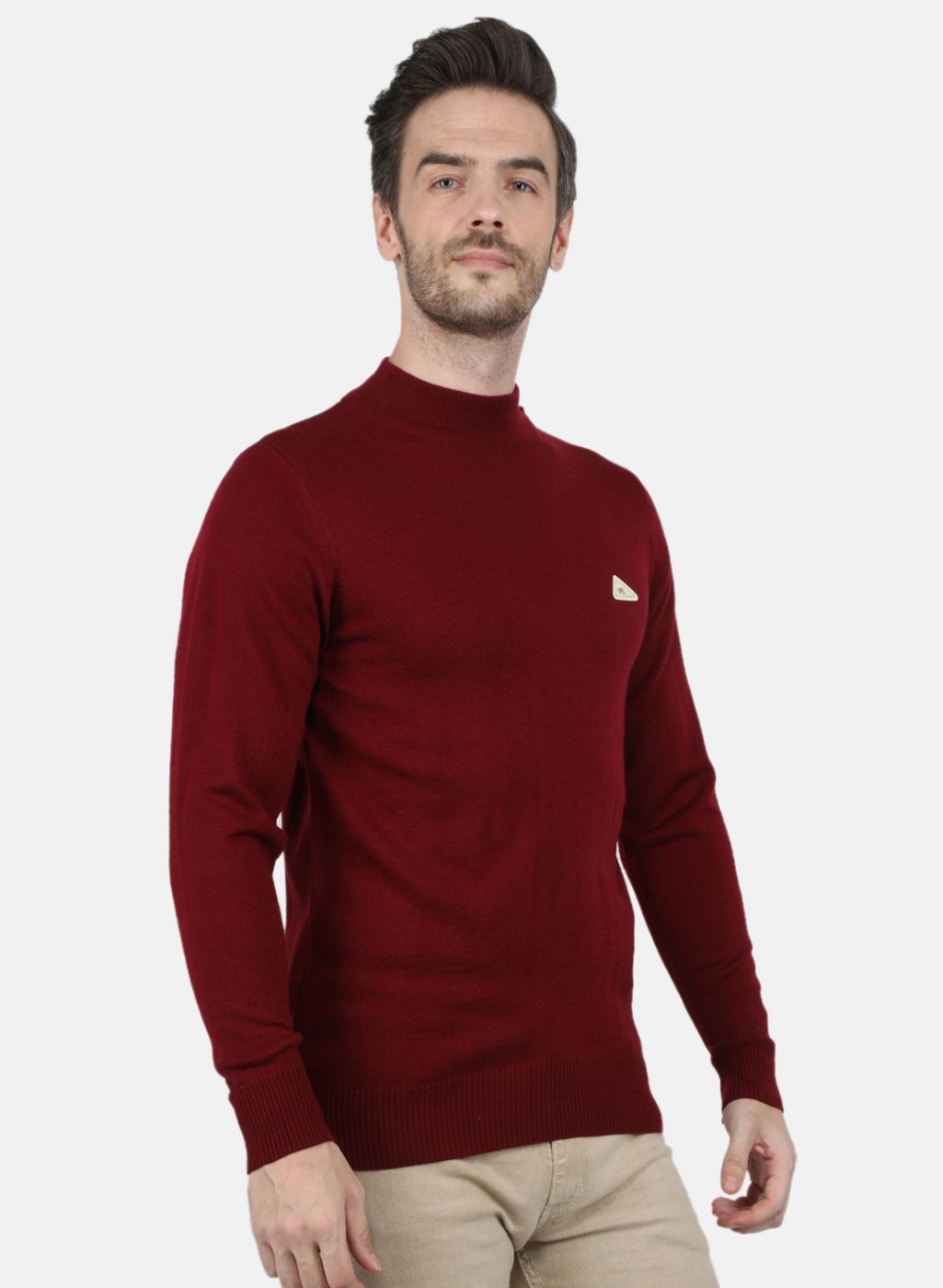 Men Maroon Solid Pullover