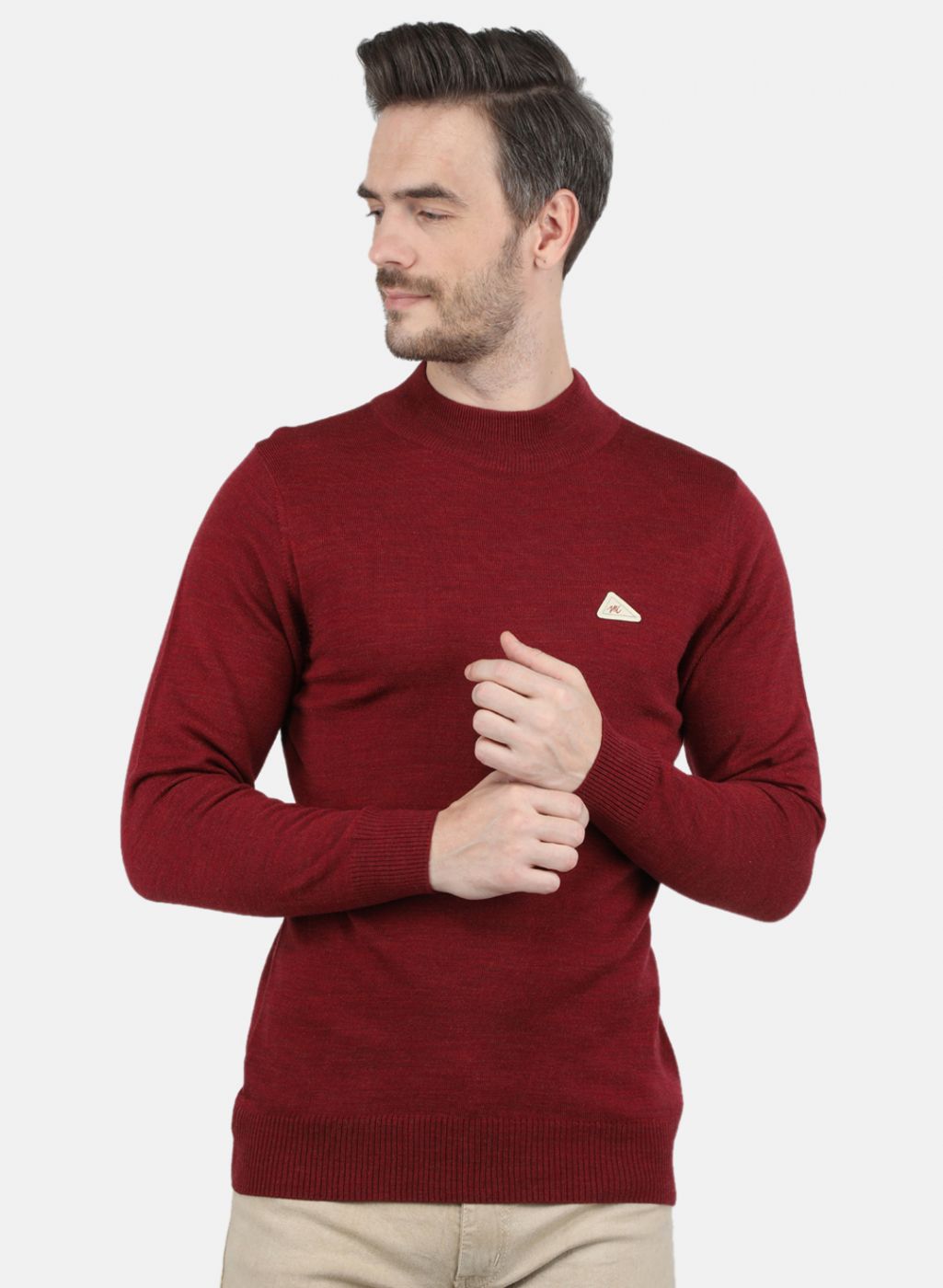 Men Maroon Solid Pullover