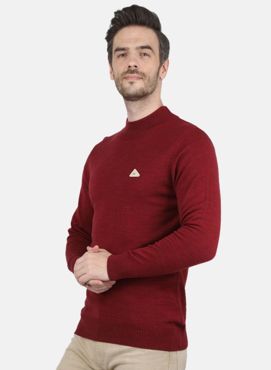 Men Maroon Solid Pullover