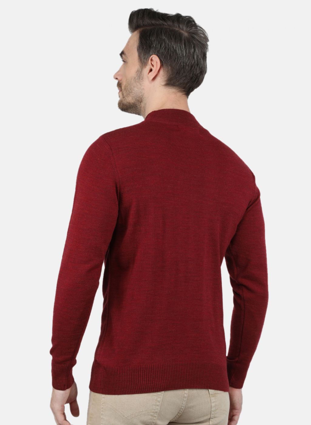 Men Maroon Solid Pullover