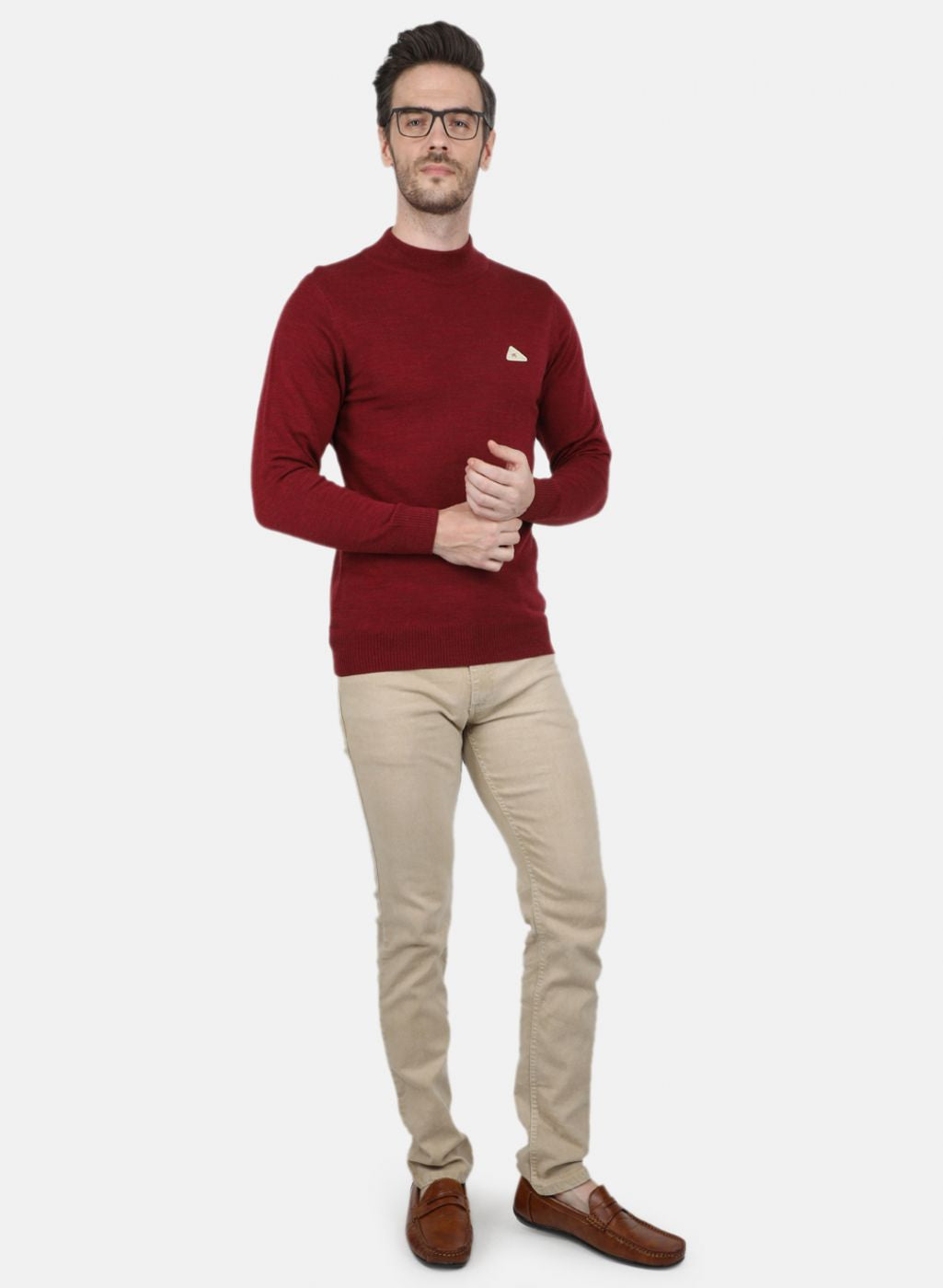 Men Maroon Solid Pullover