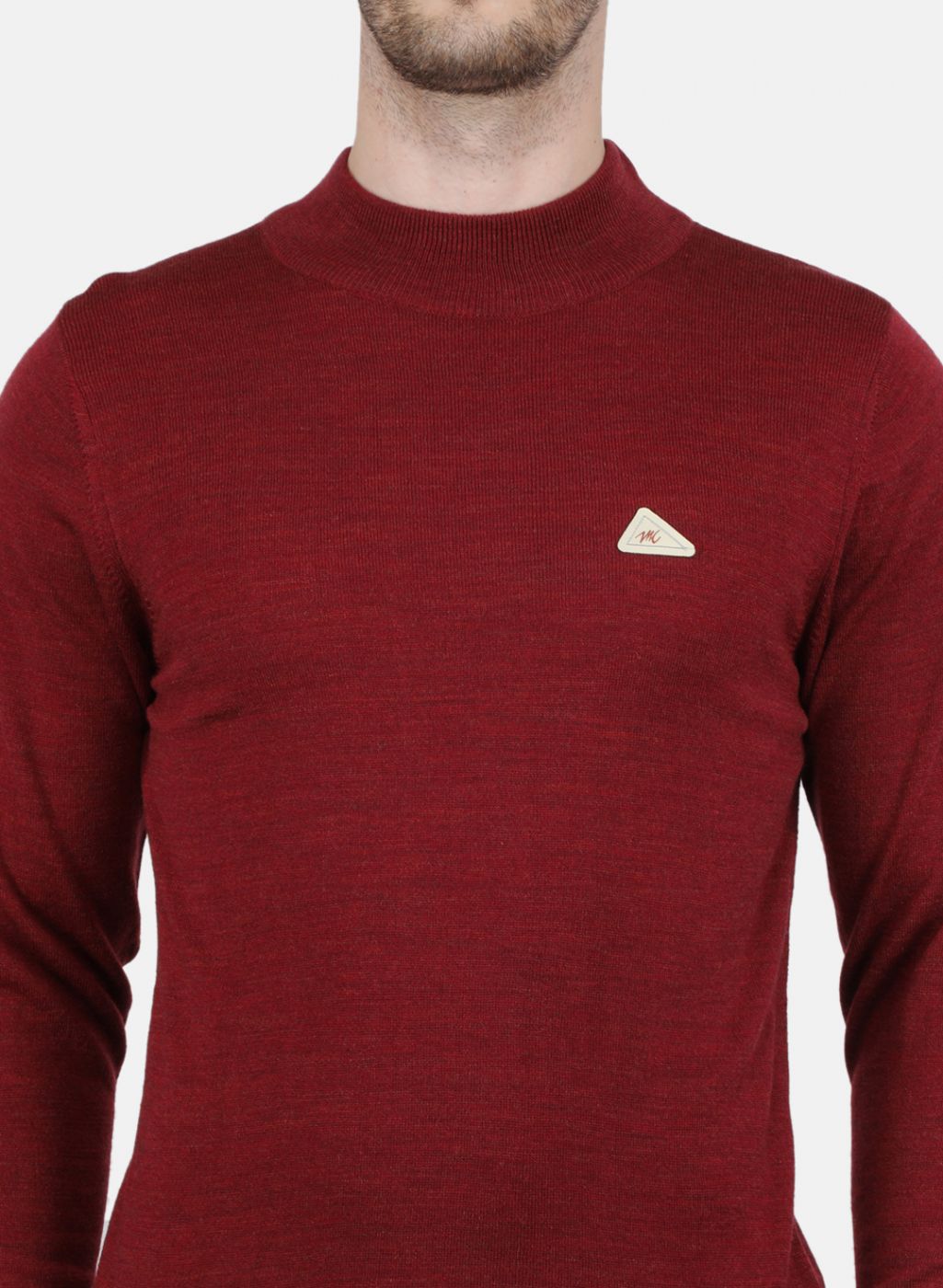 Men Maroon Solid Pullover