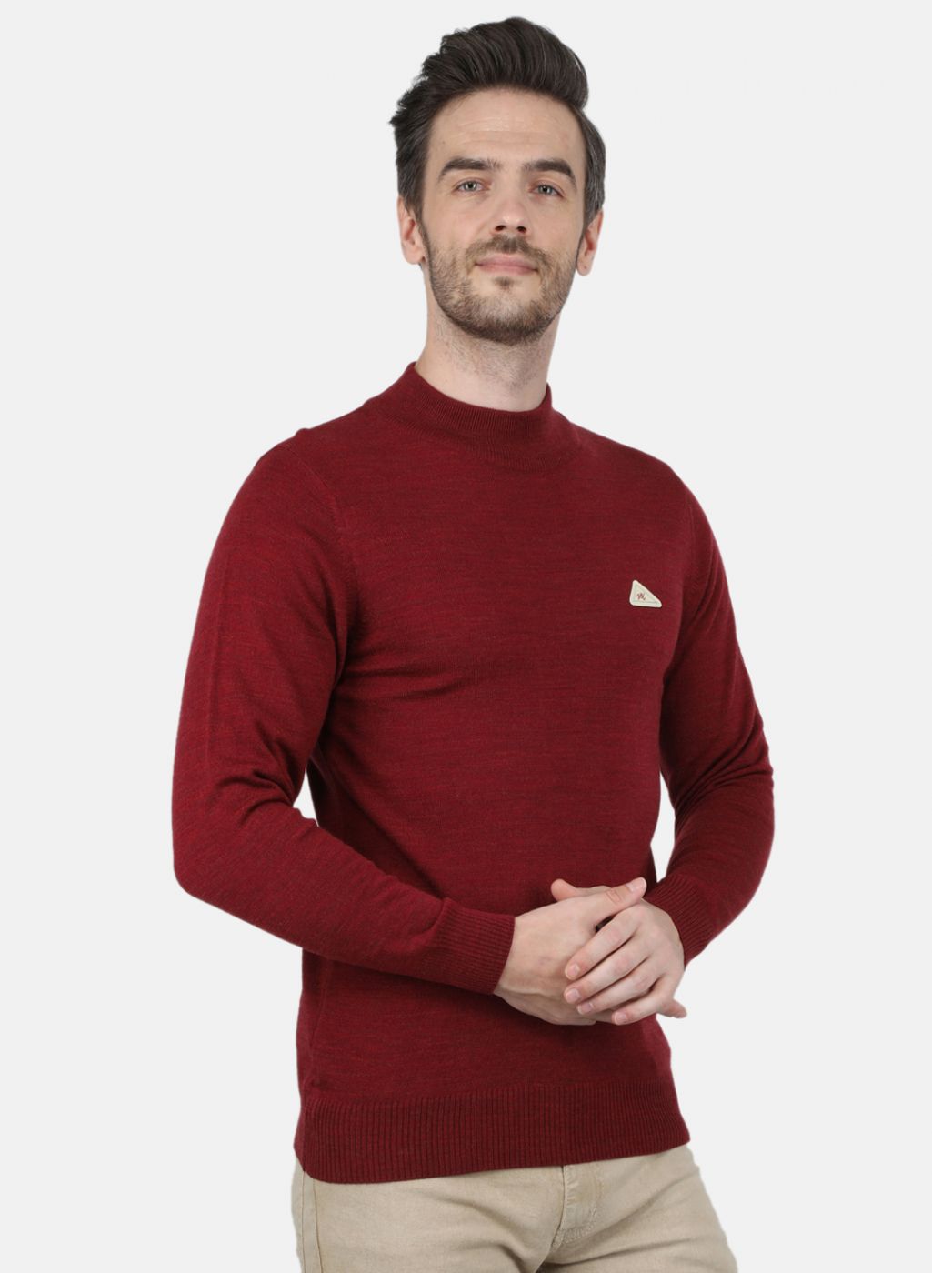 Men Maroon Solid Pullover