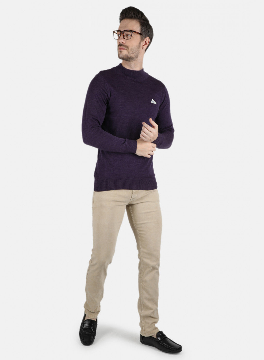 Men Purple Solid Pullover