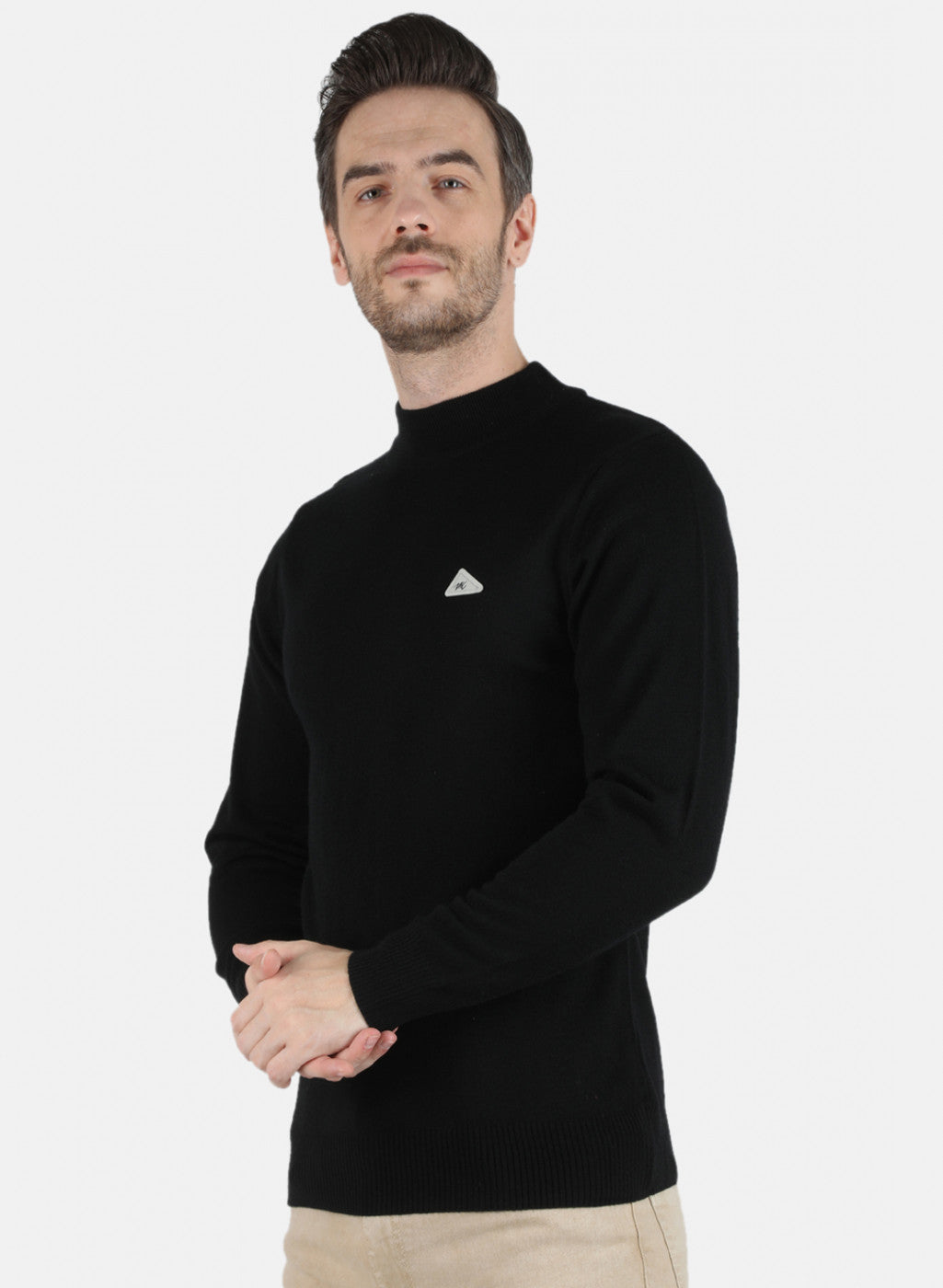 Men Black Solid Pullover