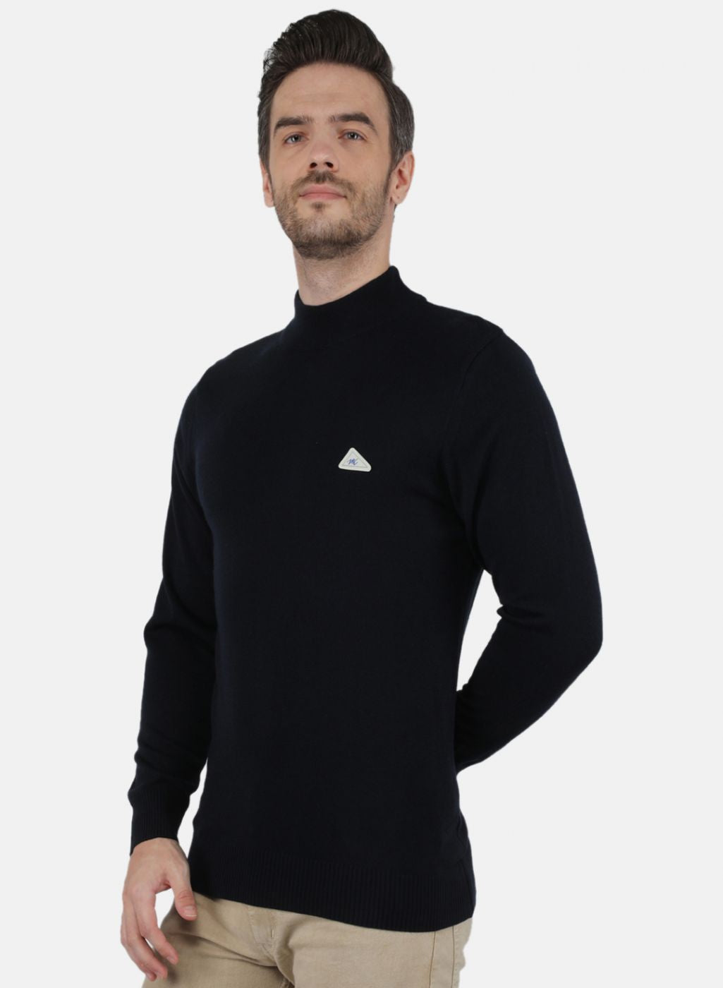 Men NAvy Blue Solid Pullover