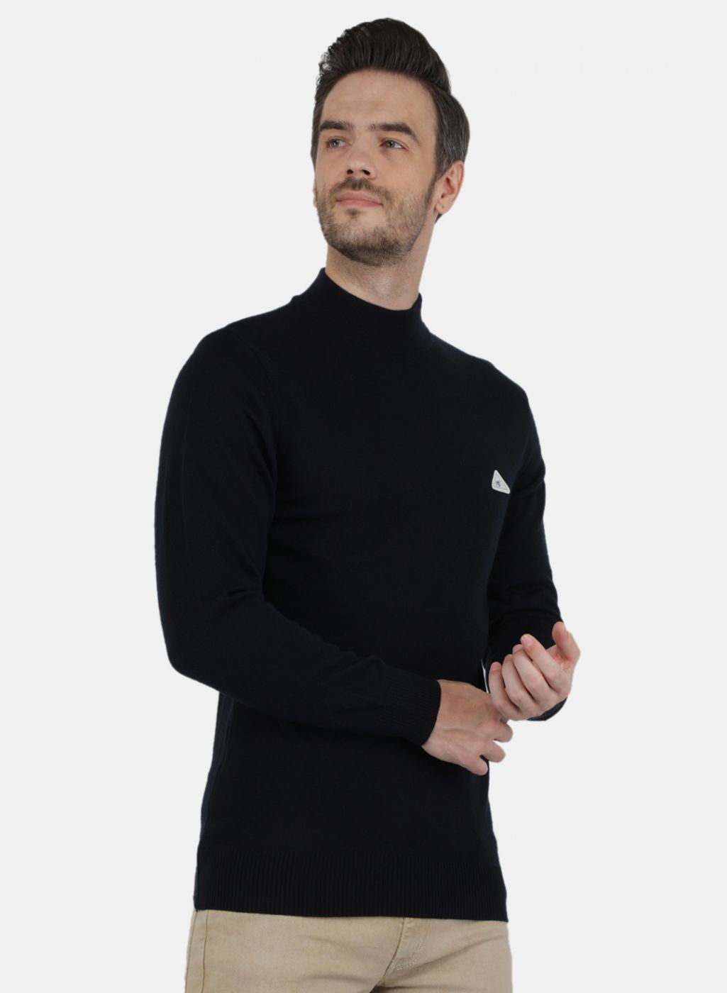 Men NAvy Blue Solid Pullover