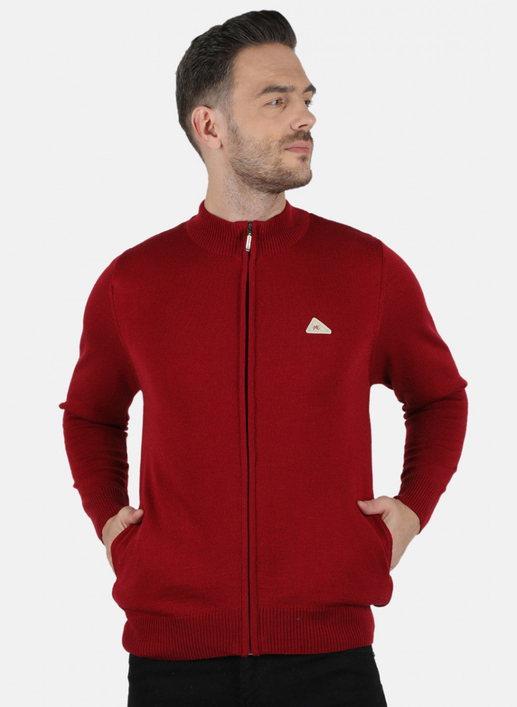 Men Maroon Solid Pullover