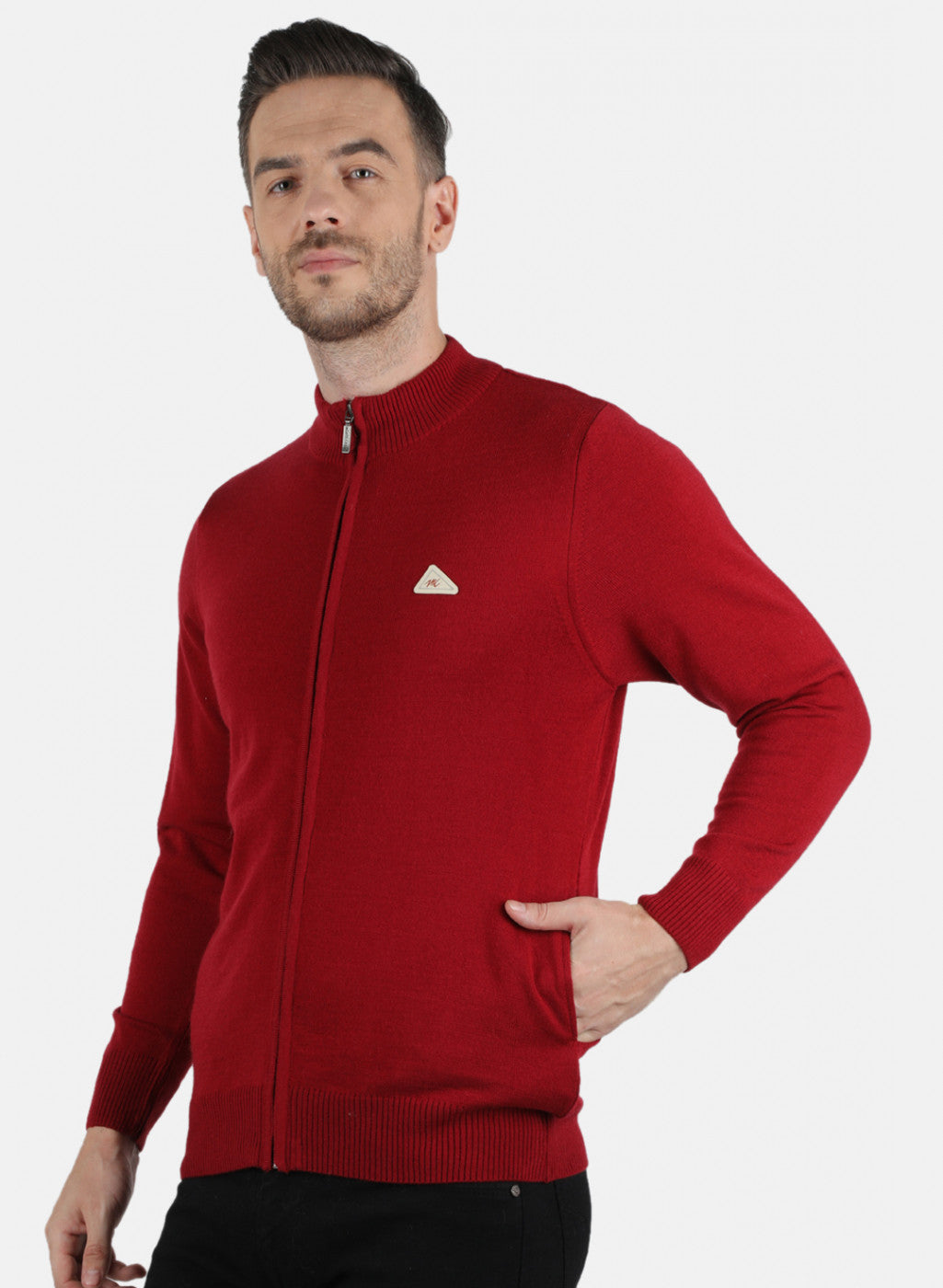 Men Maroon Solid Pullover