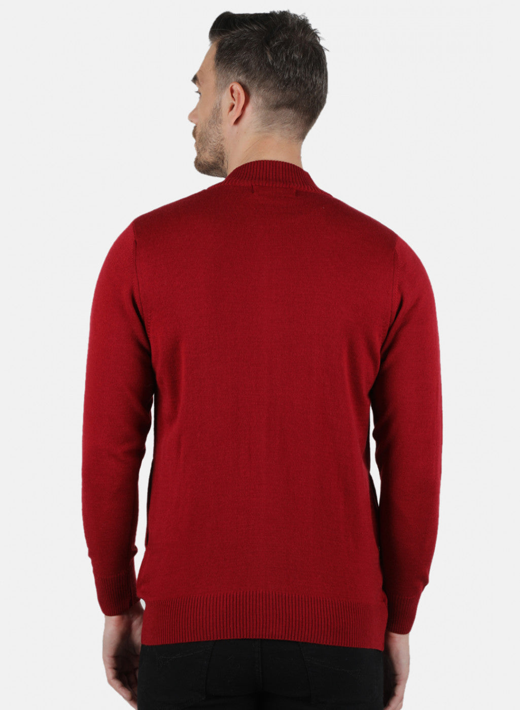 Men Maroon Solid Pullover