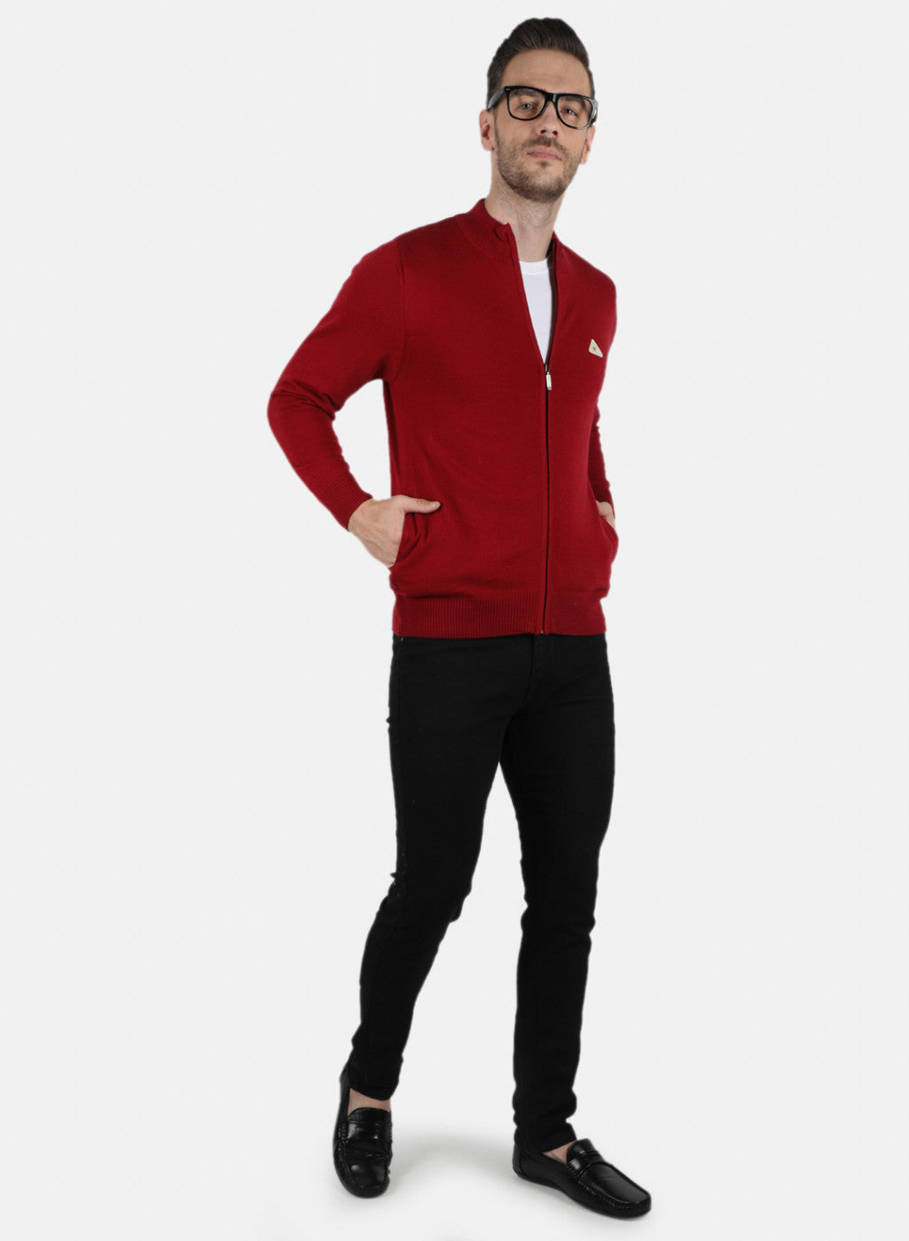 Men Maroon Solid Pullover