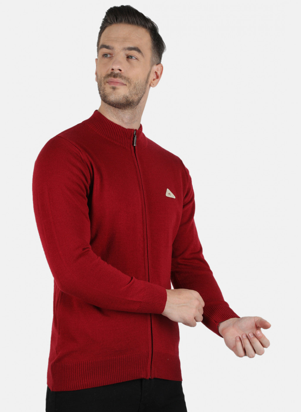 Men Maroon Solid Pullover